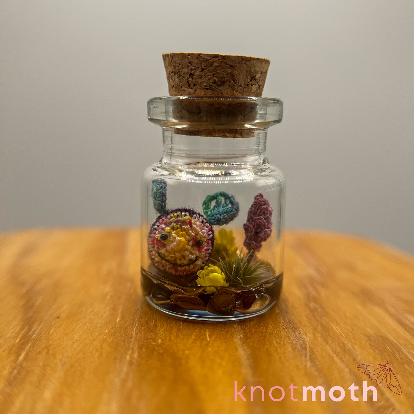 bell Bumblebee and Lavender Micro Crochet Terrarium Jar (removable, magnetic)