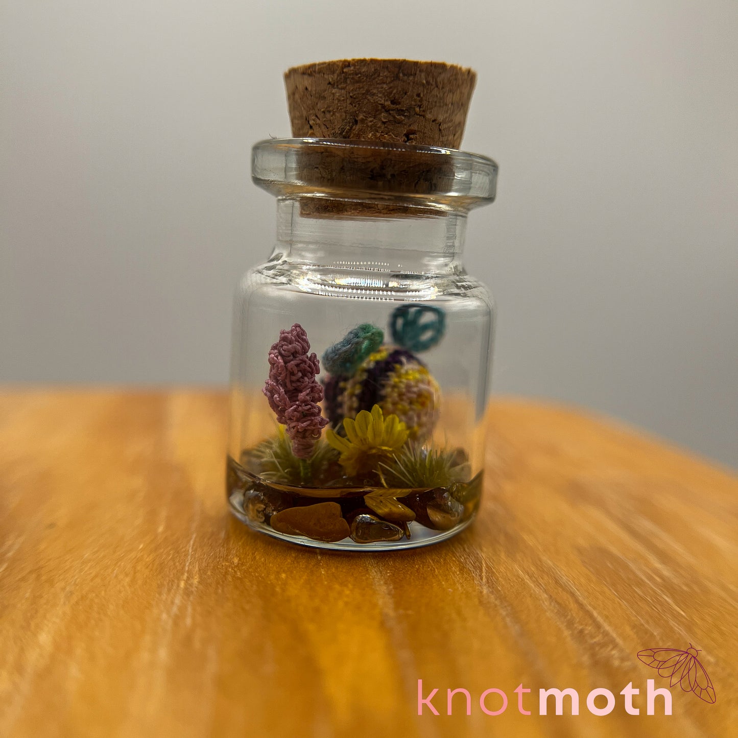 bell Bumblebee and Lavender Micro Crochet Terrarium Jar (removable, magnetic)