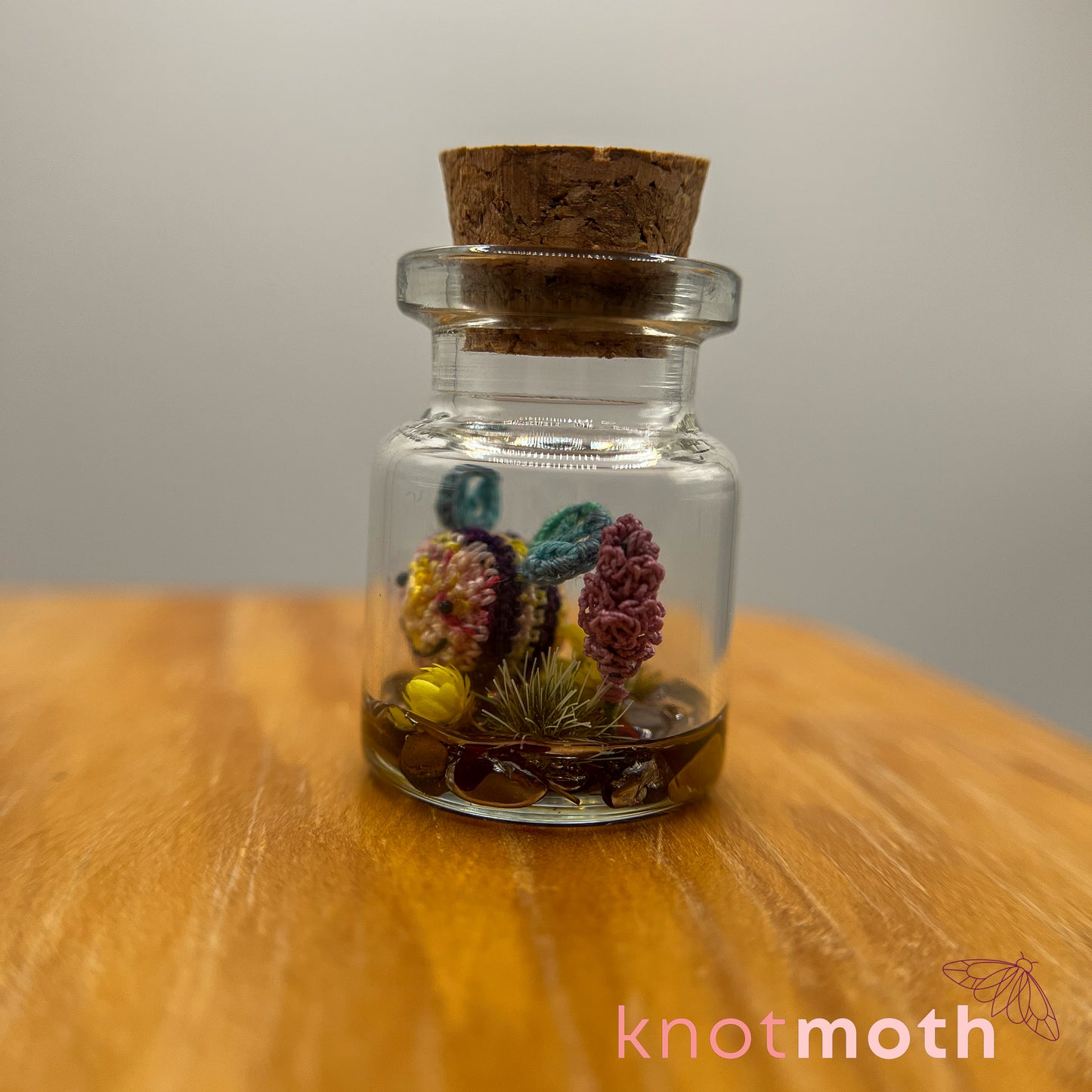 bell Bumblebee and Lavender Micro Crochet Terrarium Jar (removable, magnetic)