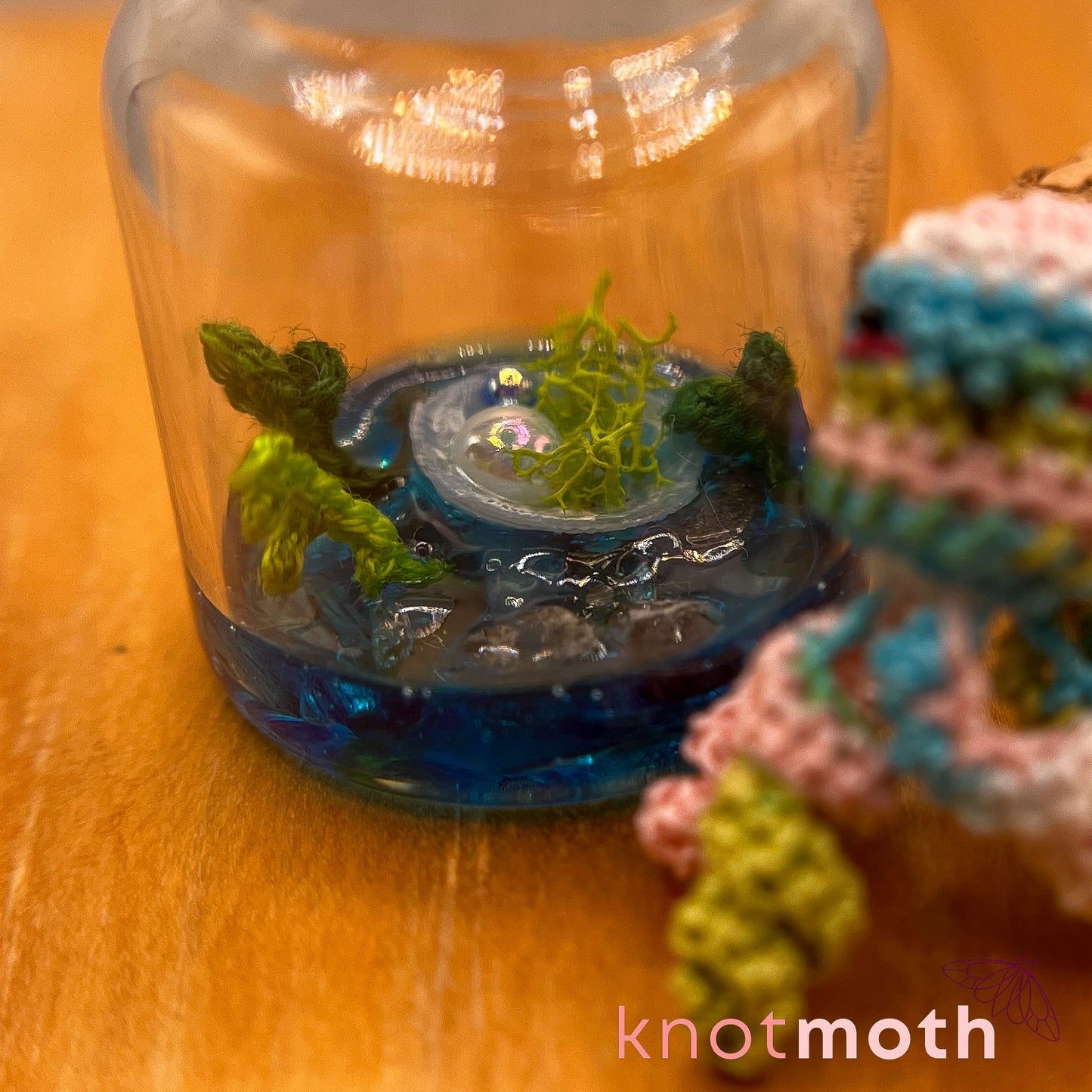Janet Jellyfish and Seashell Micro Crochet Aquarium Jar (removable, magnetic)
