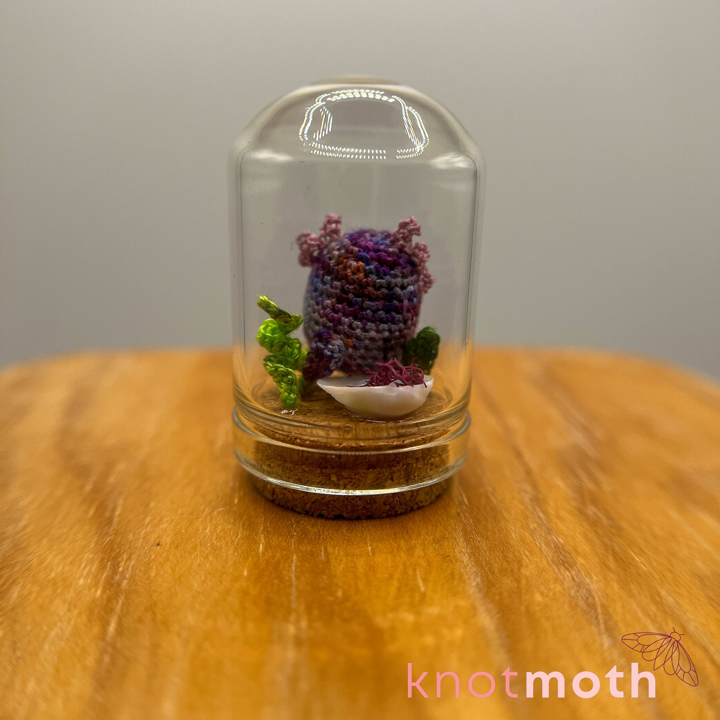 Ada Axolotl Micro Crochet Cloche Jar (removable, magnetic)