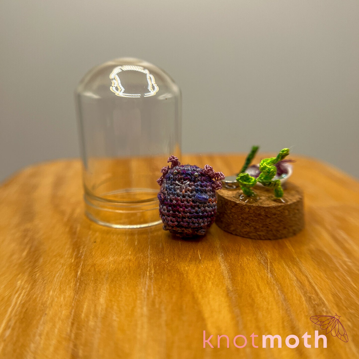 Ada Axolotl Micro Crochet Cloche Jar (removable, magnetic)