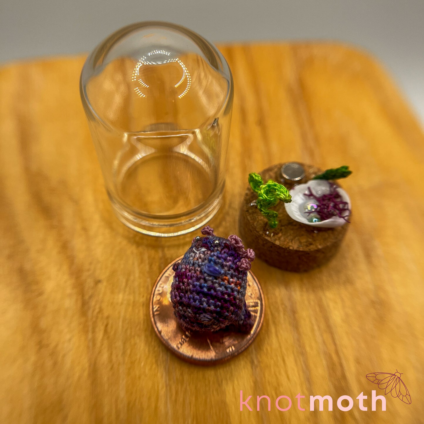 Ada Axolotl Micro Crochet Cloche Jar (removable, magnetic)