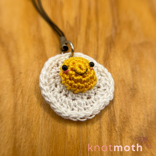 Sunny Fried Egg Mini Crochet Keychain