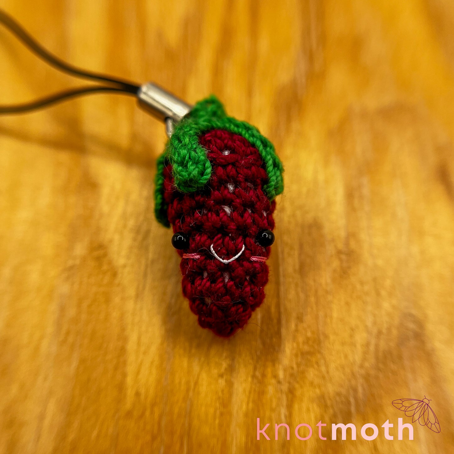 Sally Strawberry Mini Crochet Keychain