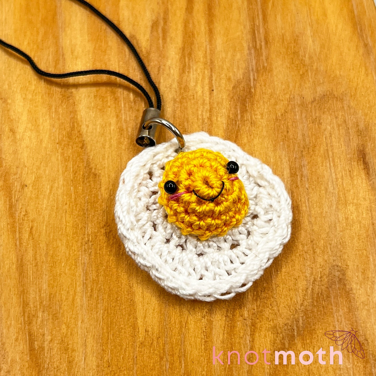 Sunny Fried Egg Mini Crochet Keychain