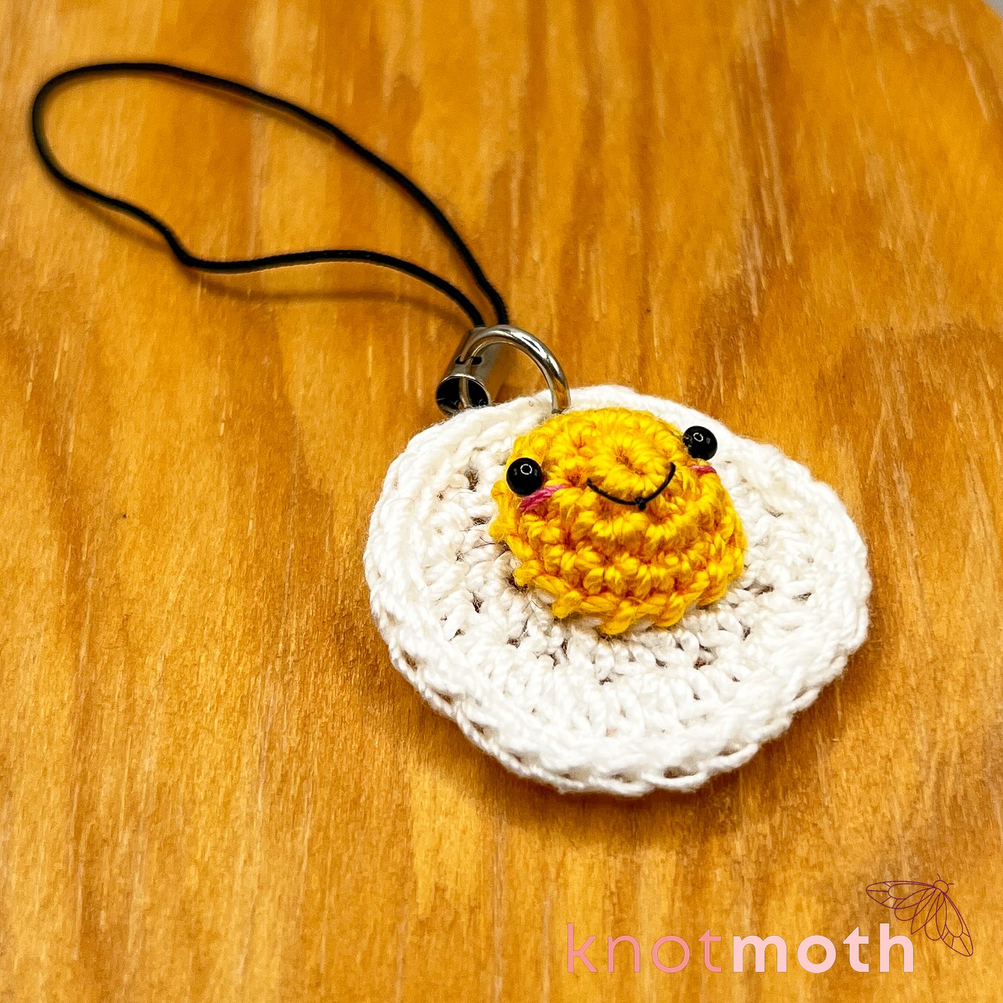 Sunny Fried Egg Mini Crochet Keychain
