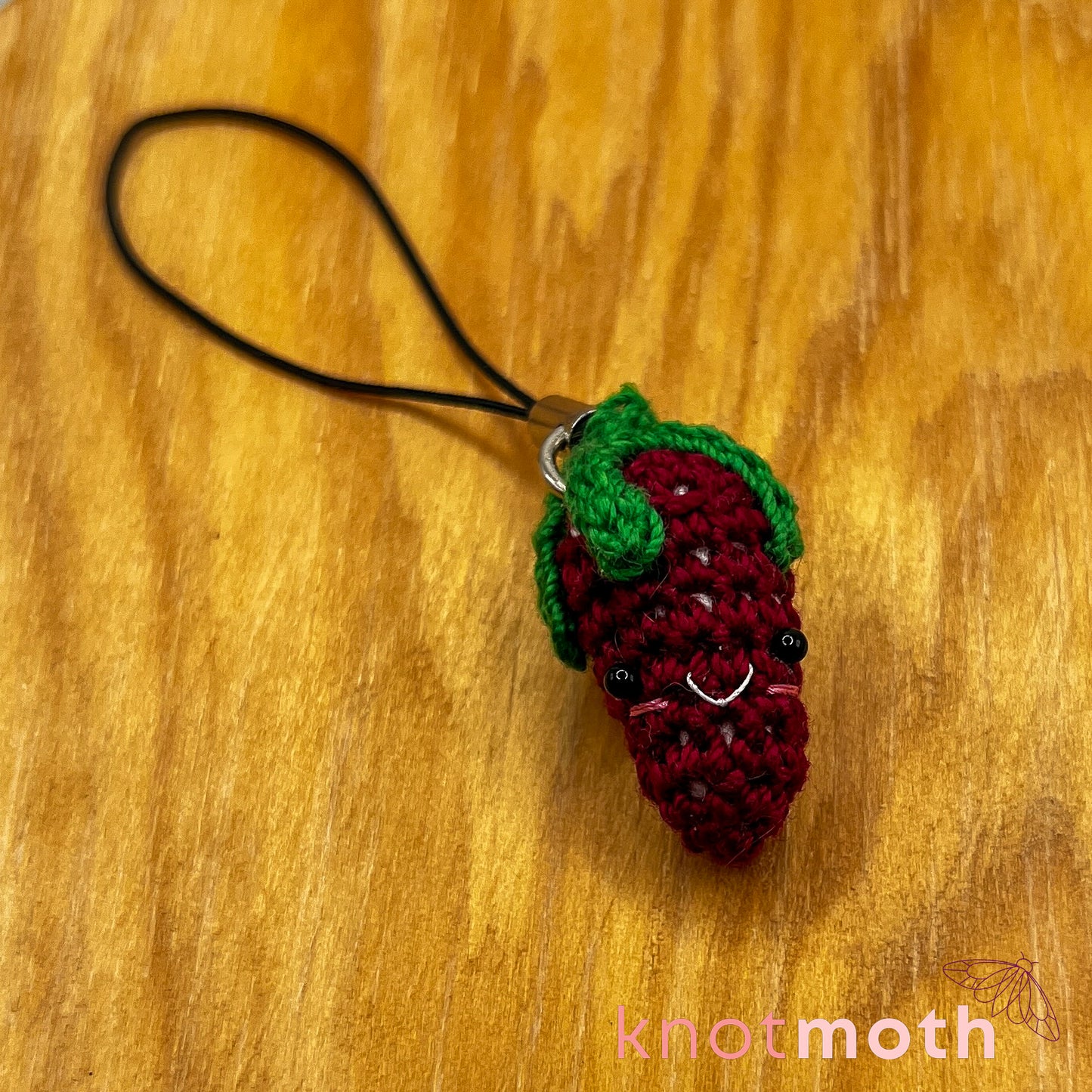 Sally Strawberry Mini Crochet Keychain