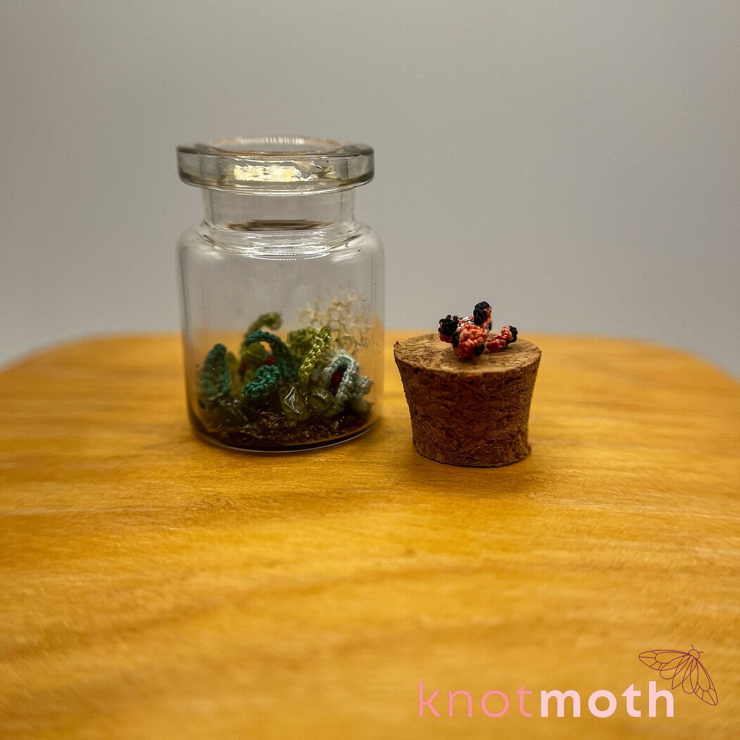 Clownfish and Coral Aquarium Micro Crochet Aquarium Jar (Removable)