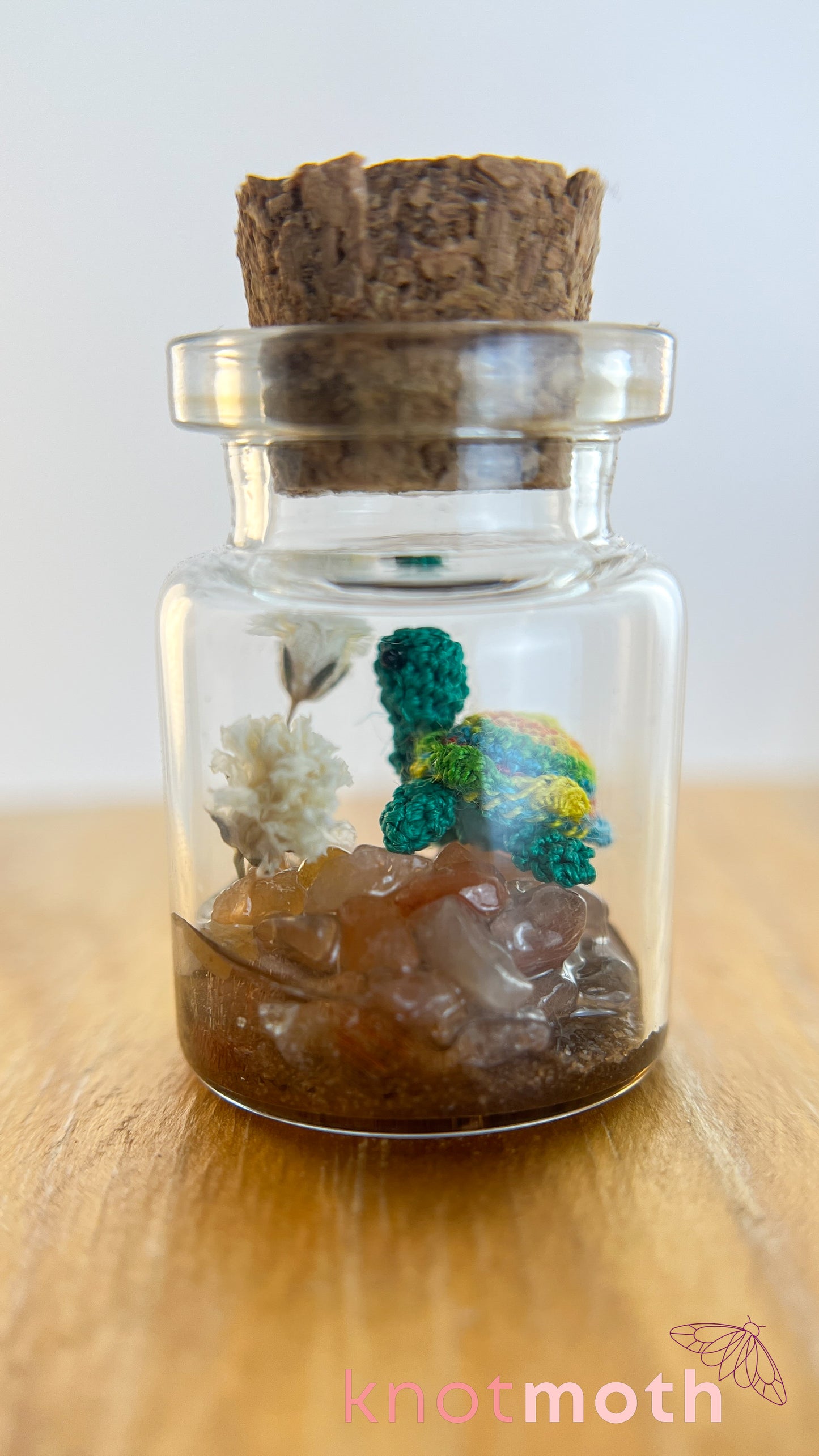 Tally Turtle Micro Crochet Terrarium Jar (Magnetic, Removable)