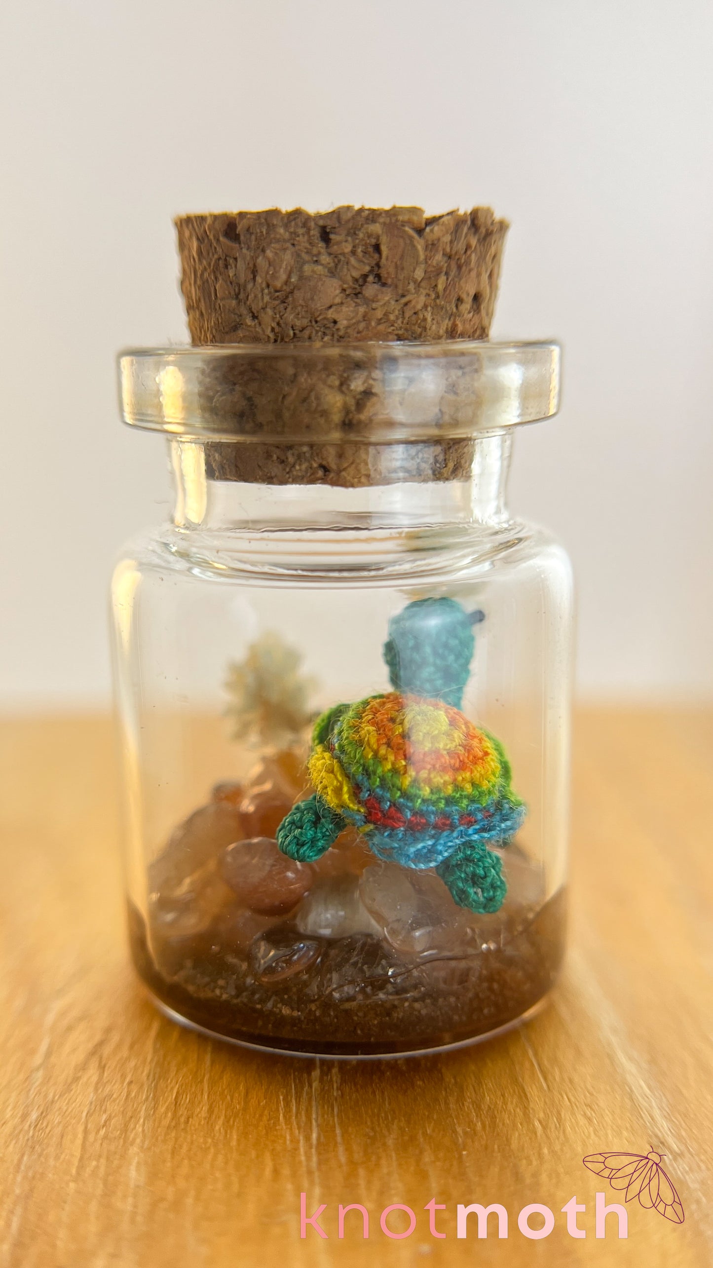 Tally Turtle Micro Crochet Terrarium Jar (Magnetic, Removable)