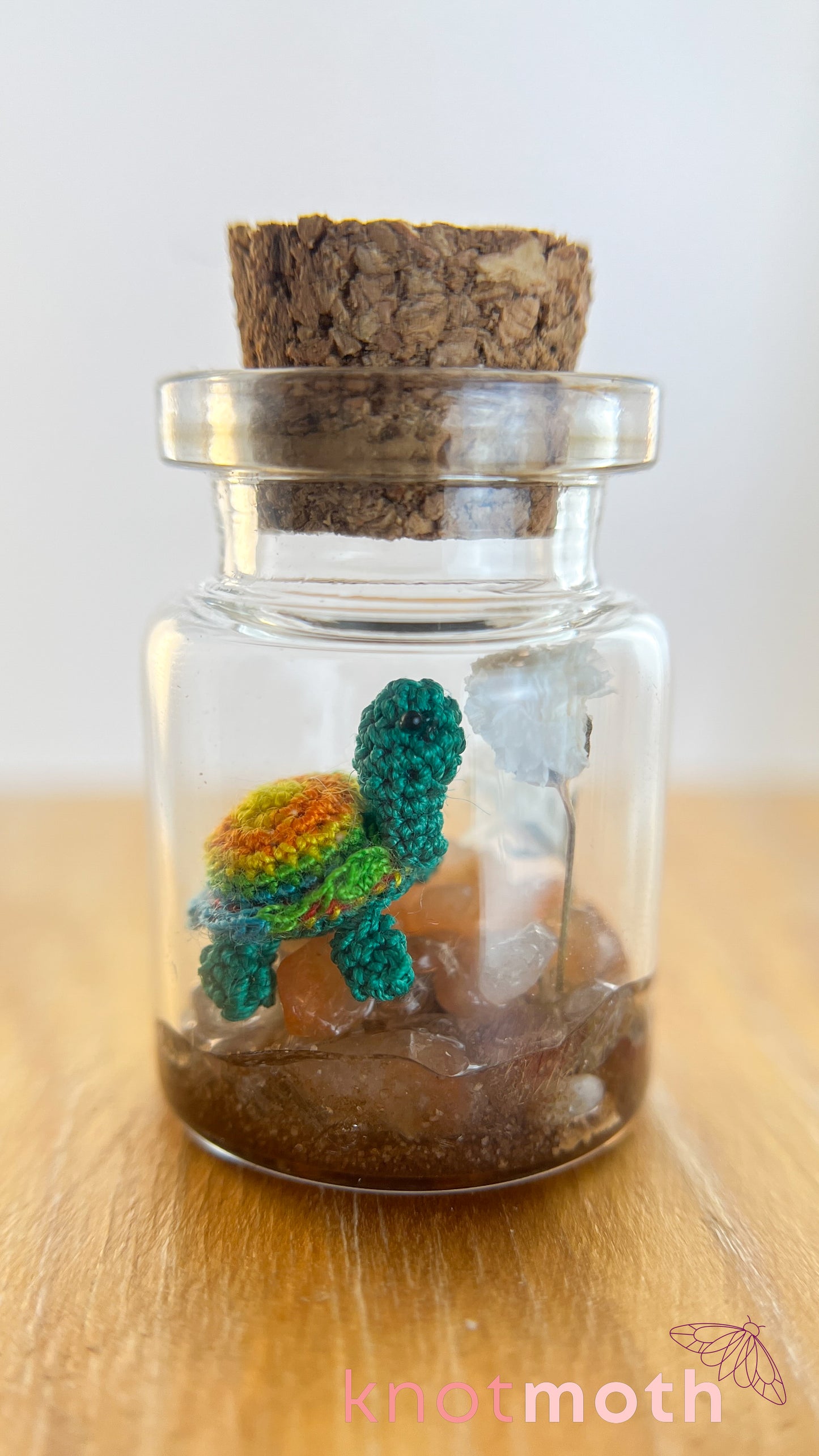 Tally Turtle Micro Crochet Terrarium Jar (Magnetic, Removable)