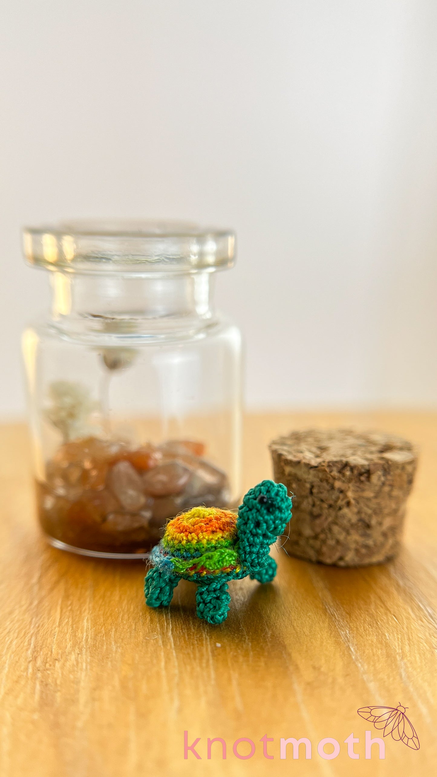 Tally Turtle Micro Crochet Terrarium Jar (Magnetic, Removable)