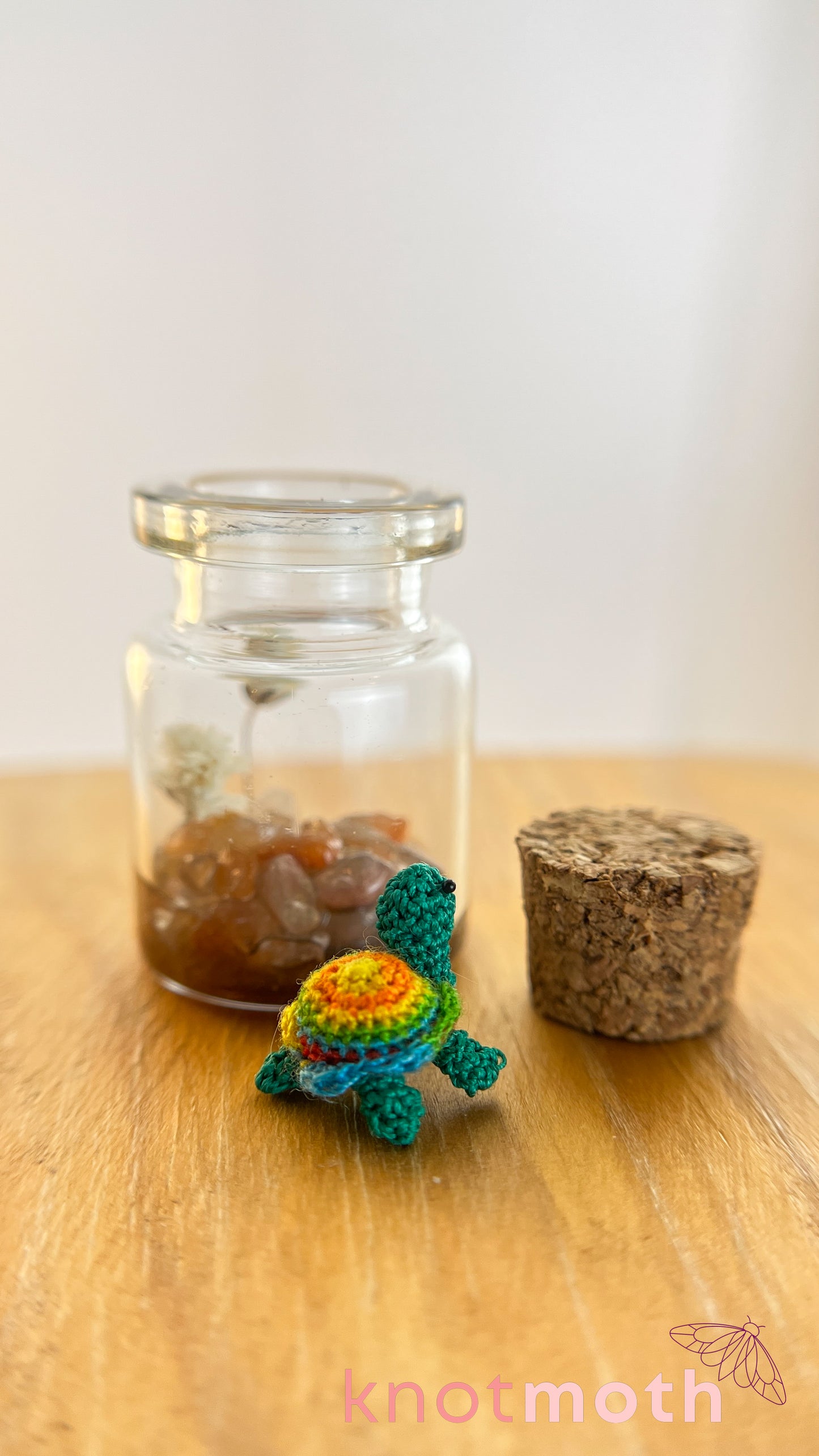 Tally Turtle Micro Crochet Terrarium Jar (Magnetic, Removable)