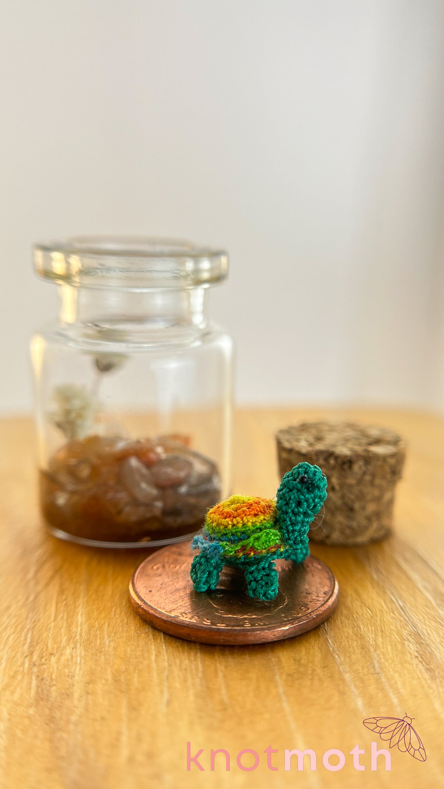 Tally Turtle Micro Crochet Terrarium Jar (Magnetic, Removable)