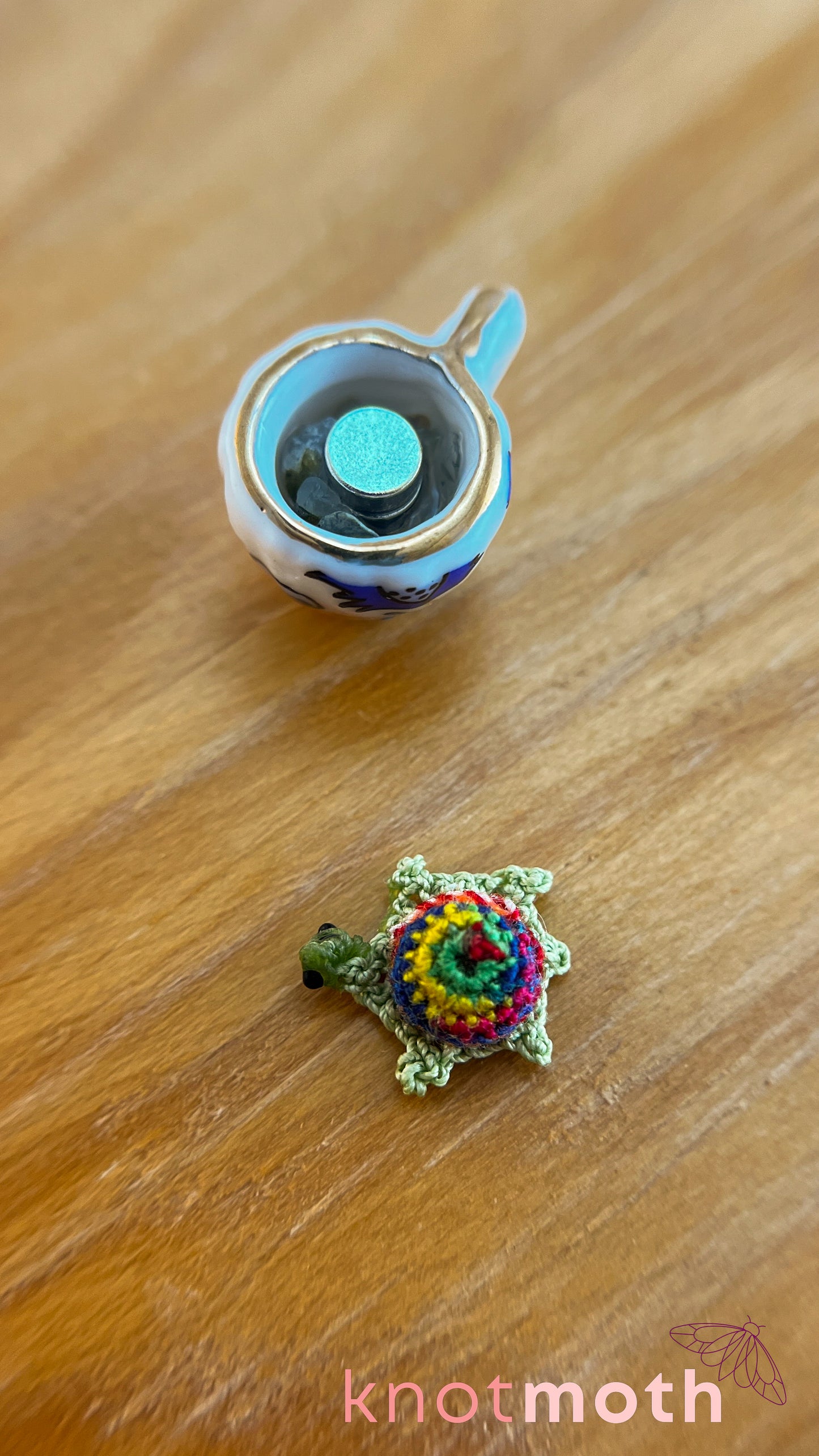 Myrtle Turtle Micro Crochet Teacup (Magnetic, Removable)