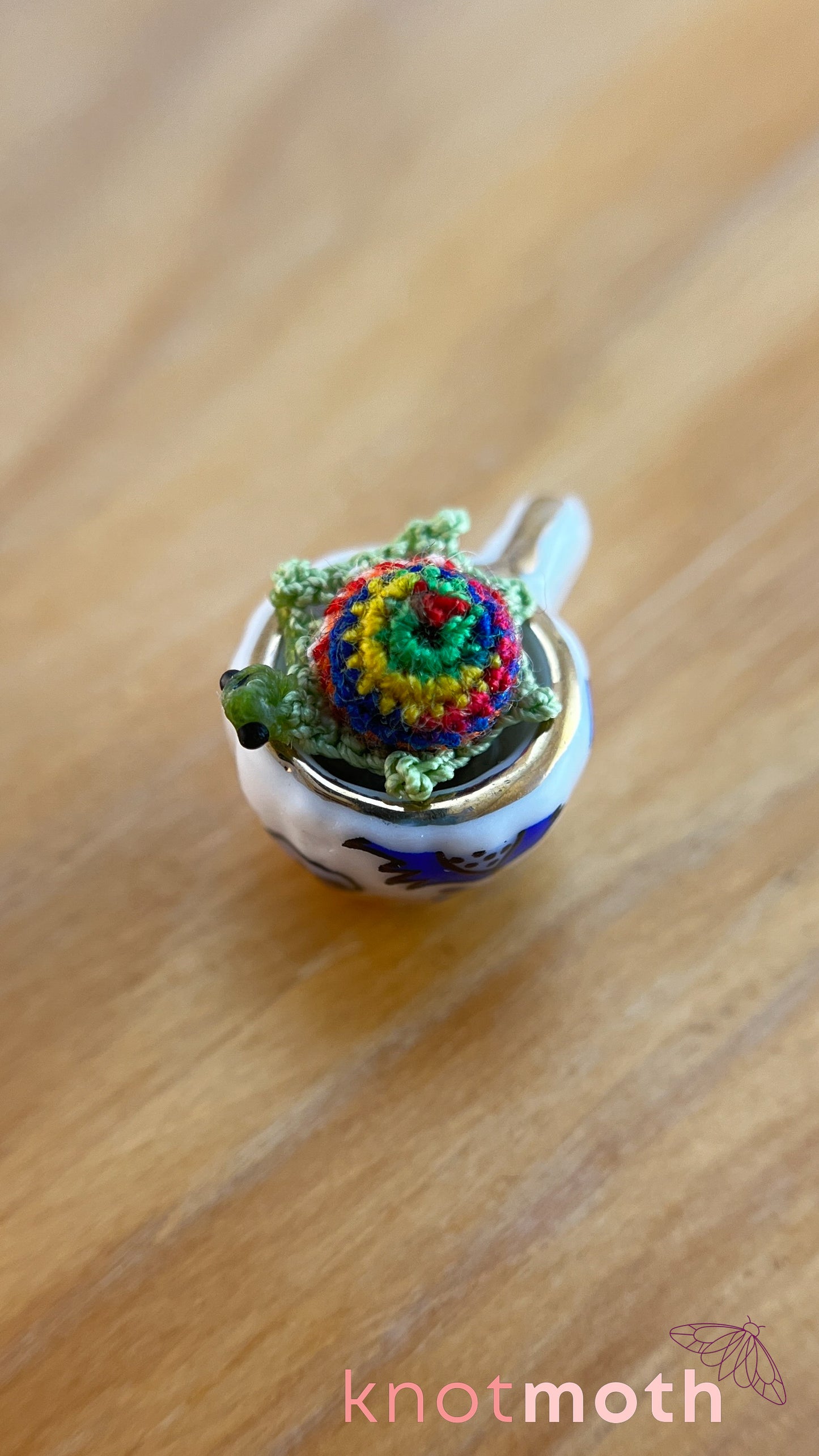 Myrtle Turtle Micro Crochet Teacup (Magnetic, Removable)
