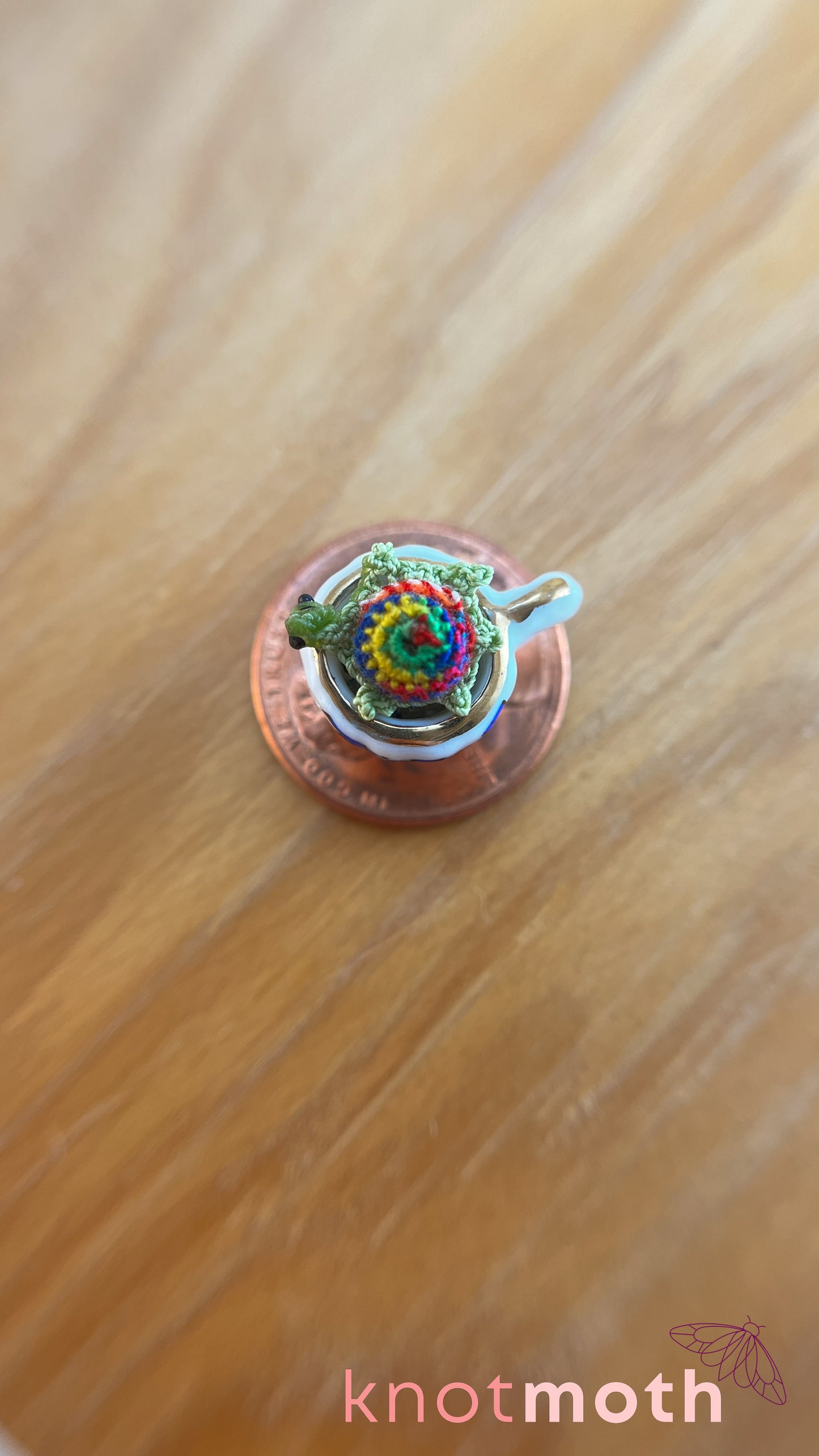 Myrtle Turtle Micro Crochet Teacup (Magnetic, Removable)