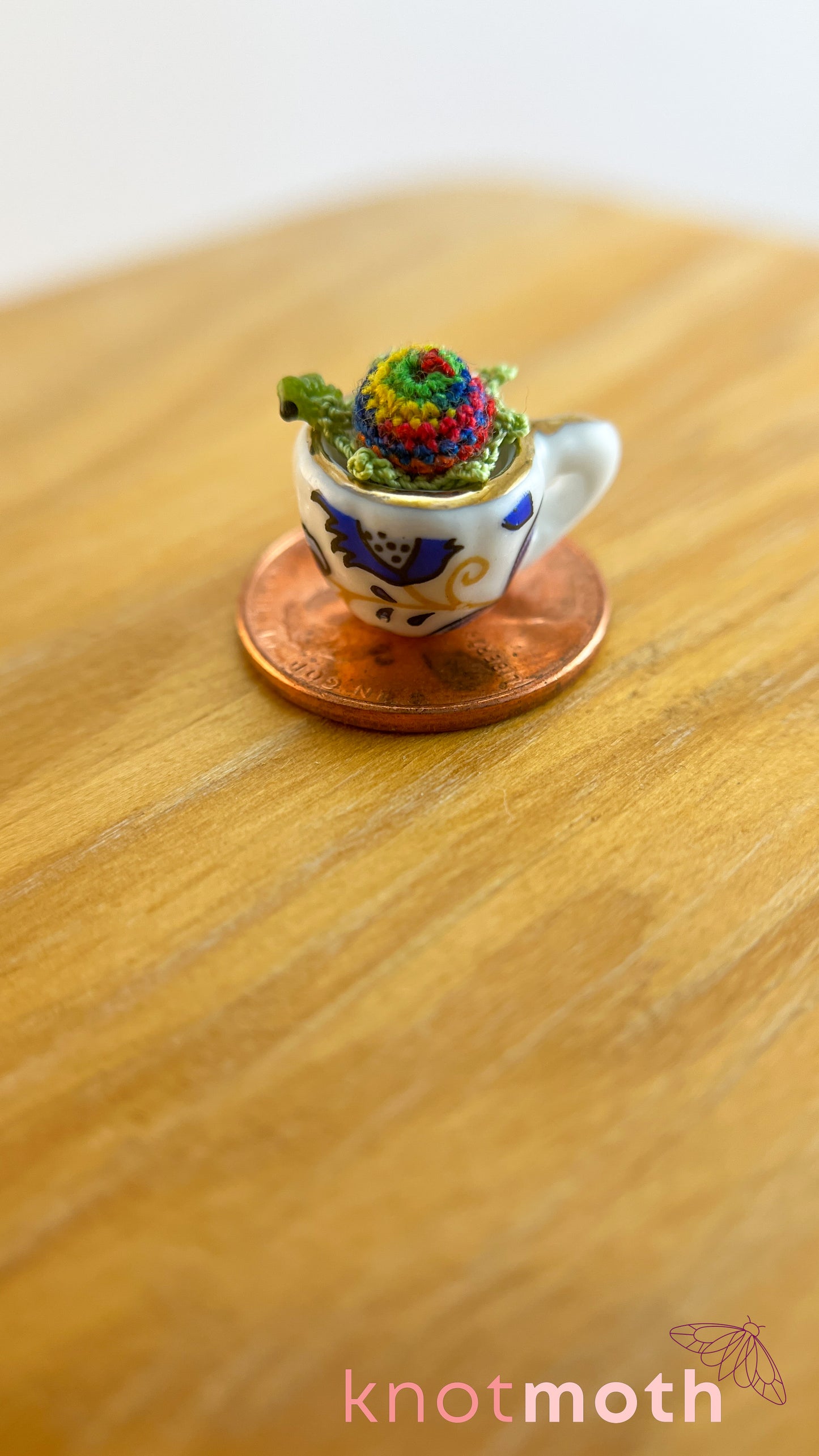 Myrtle Turtle Micro Crochet Teacup (Magnetic, Removable)