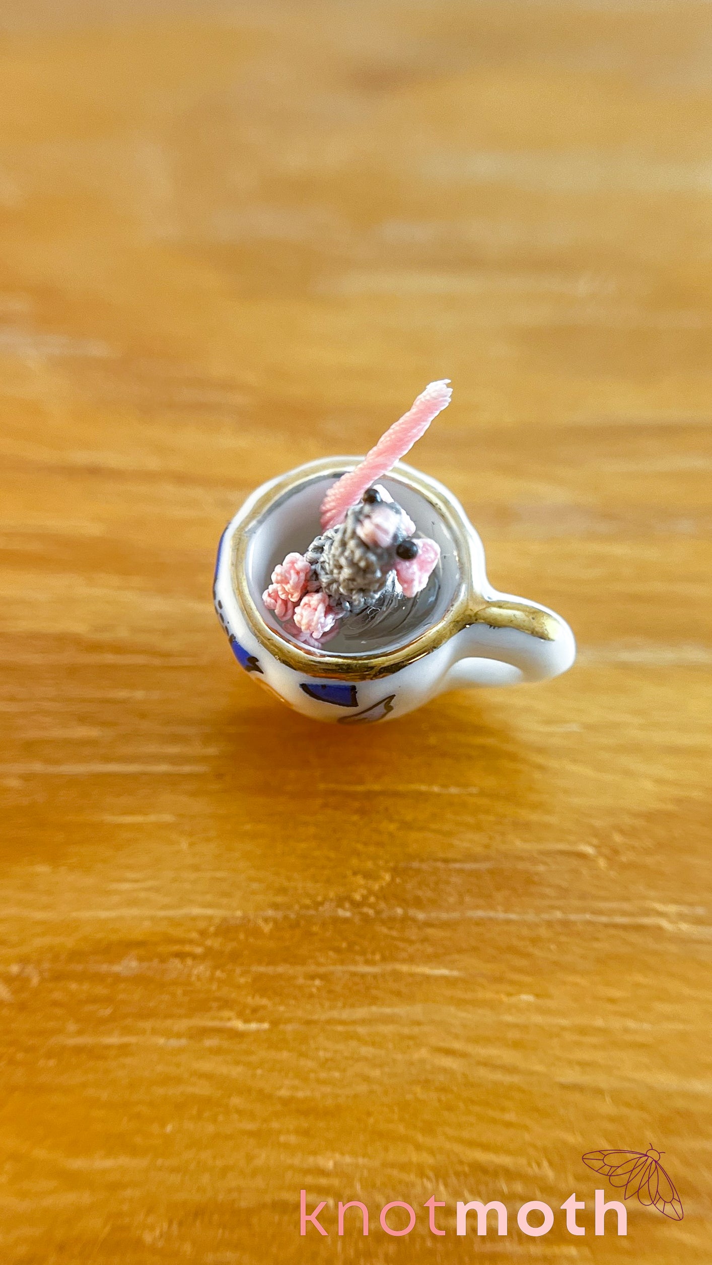 Marco Mouse Micro Crochet Teacup (Magnetic, Removable)