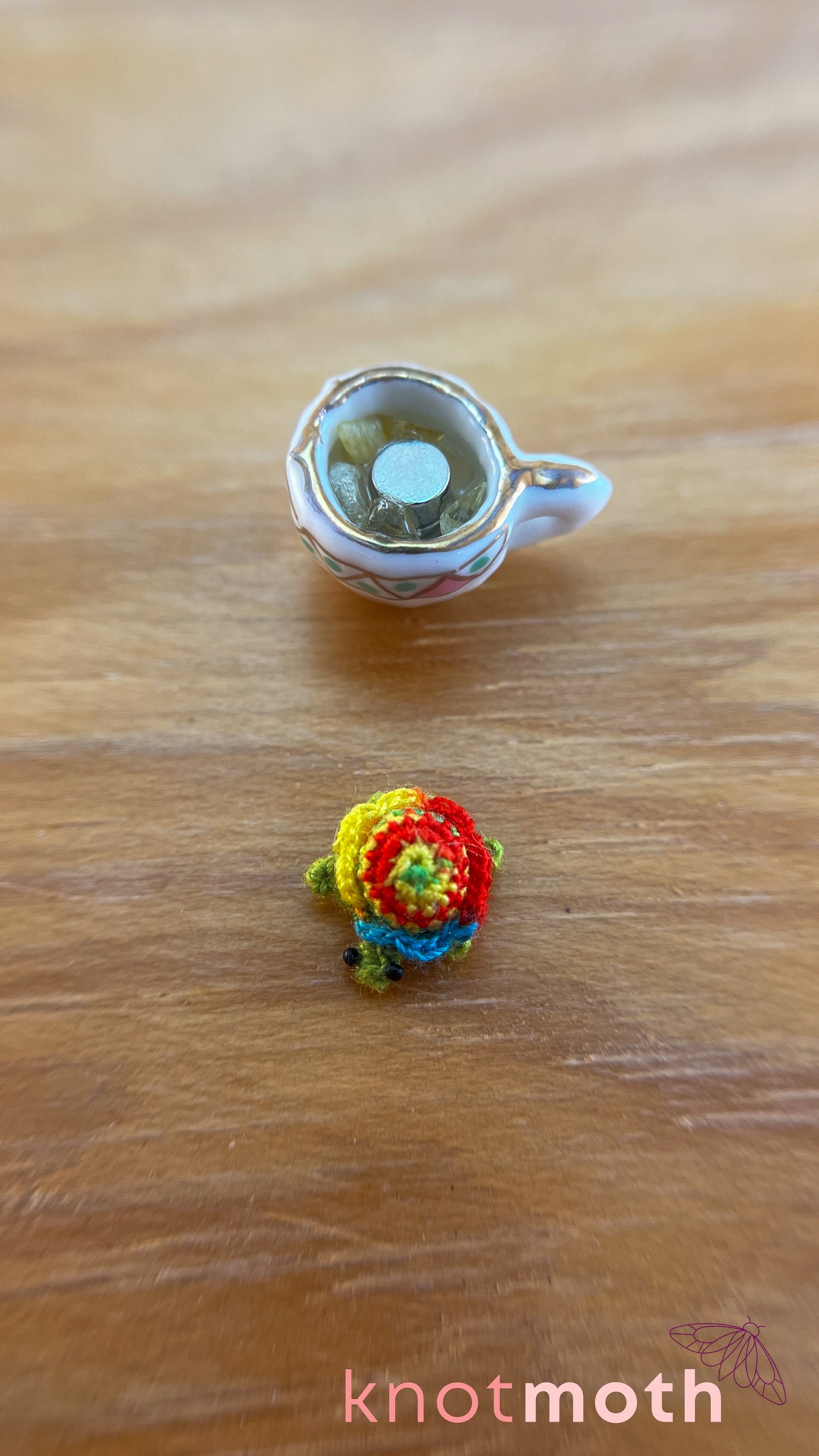 Tucker Turtle Micro Crochet Teacup (Magnetic, Removable)