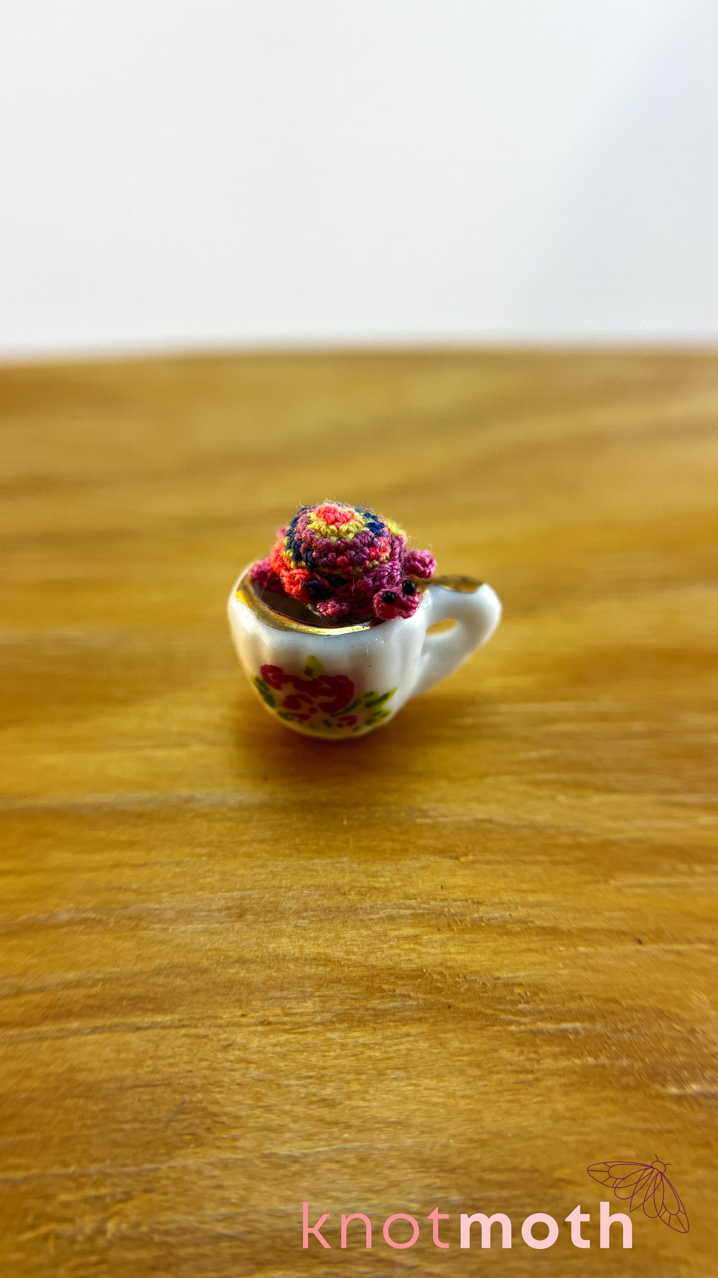 Teagan Tortoise Micro Crochet Teacup (Magnetic, Removable)