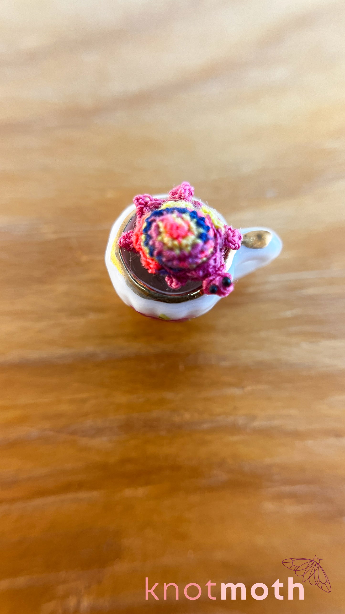 Teagan Tortoise Micro Crochet Teacup (Magnetic, Removable)
