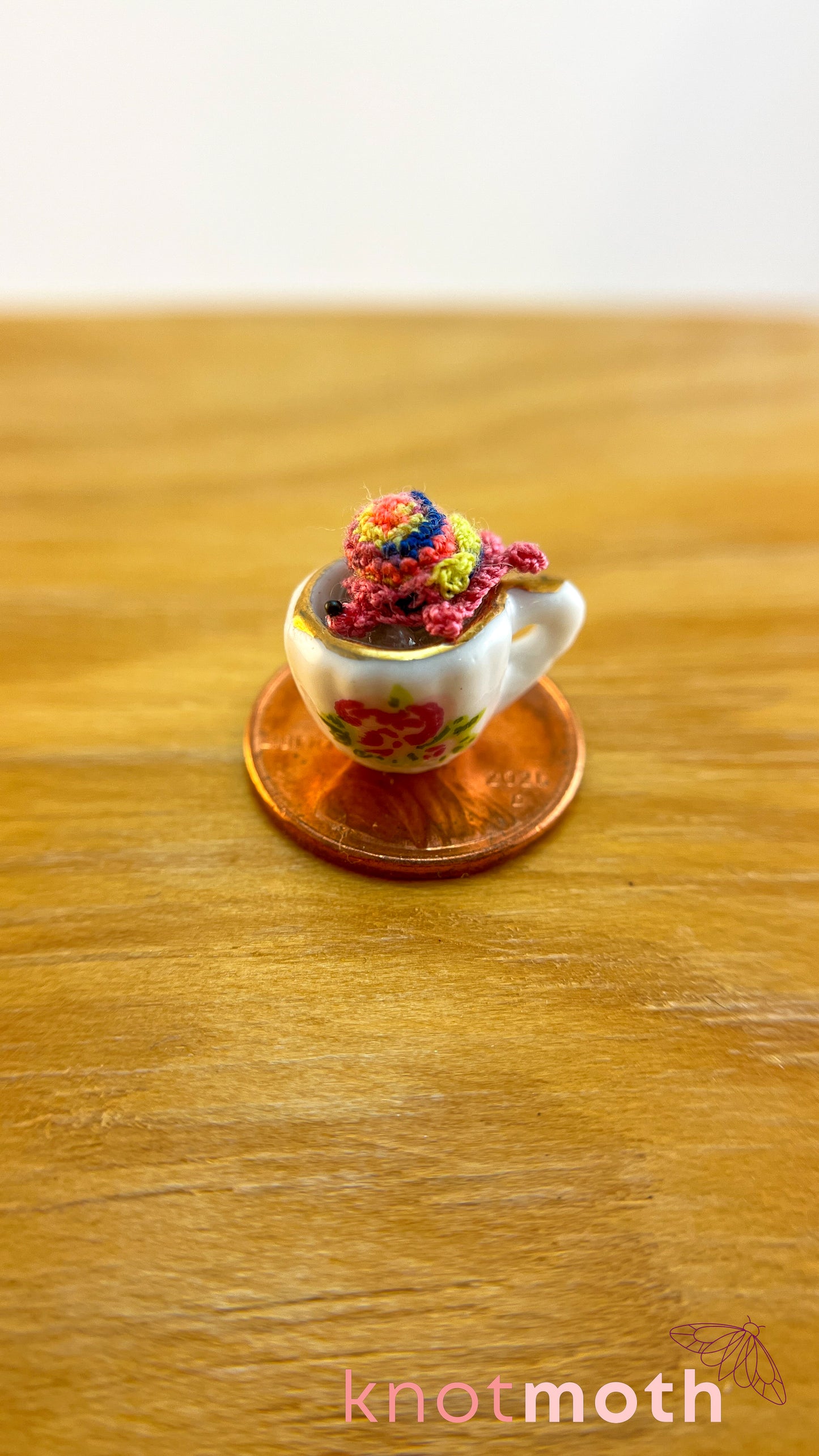 Teagan Tortoise Micro Crochet Teacup (Magnetic, Removable)
