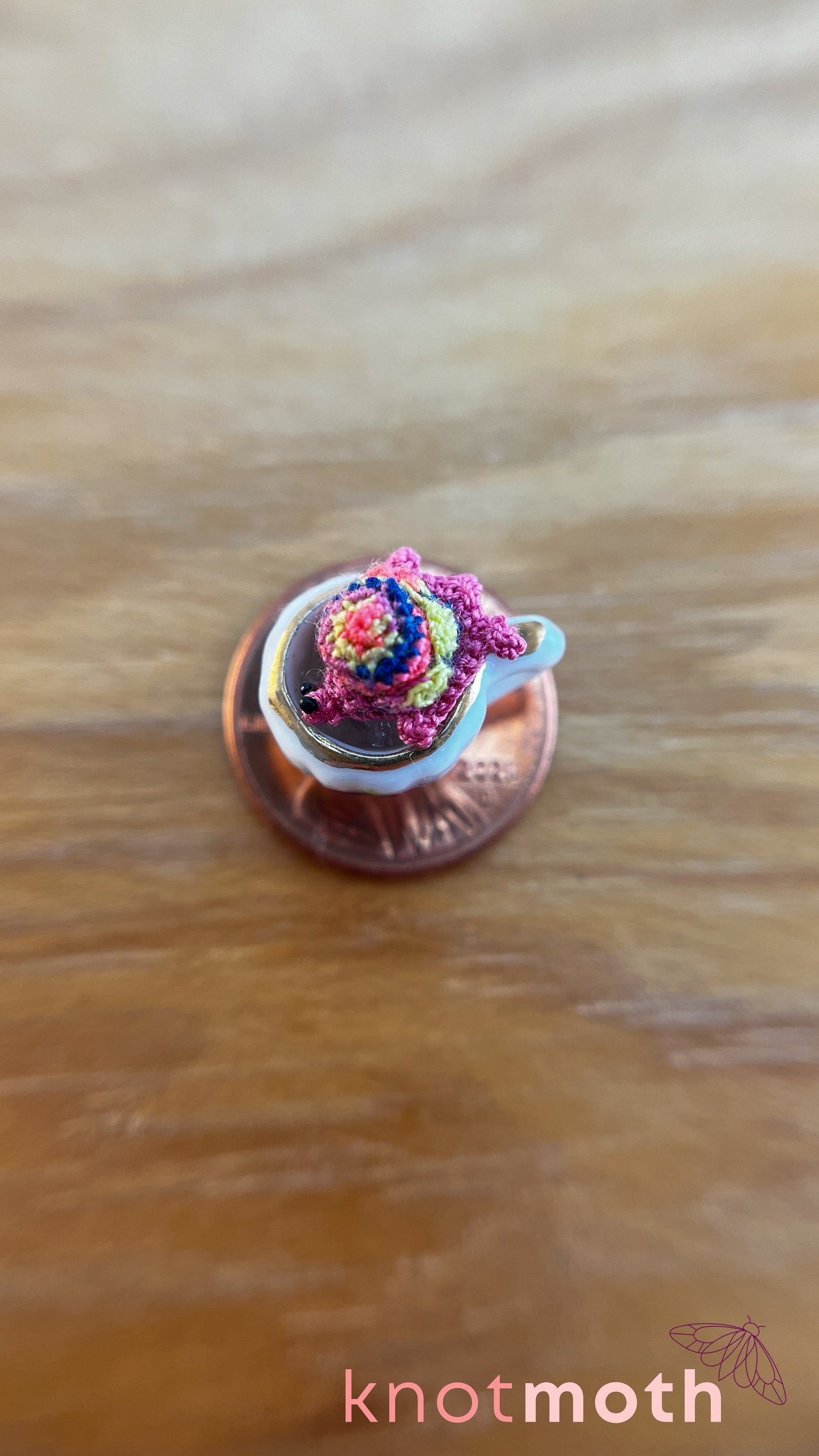 Teagan Tortoise Micro Crochet Teacup (Magnetic, Removable)