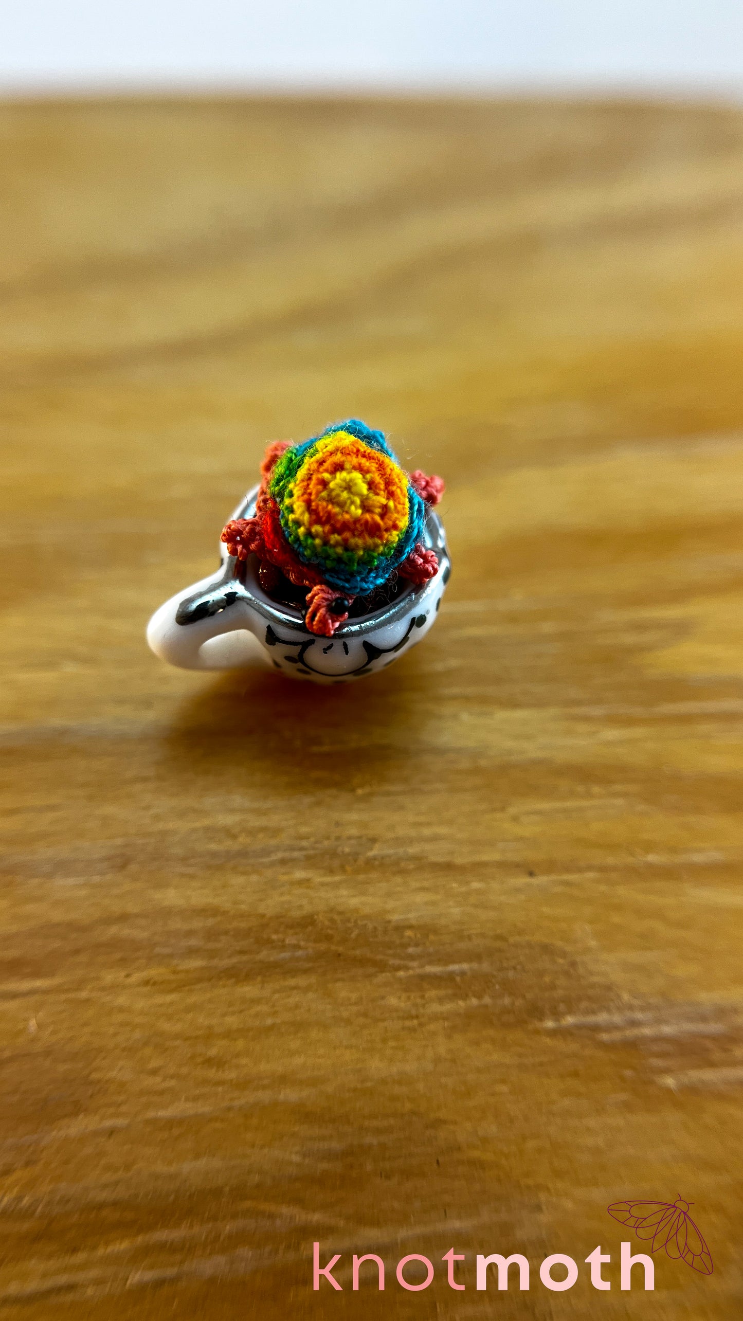 Tabitha Tortoise Micro Crochet Teacup (Magnetic, Removable)