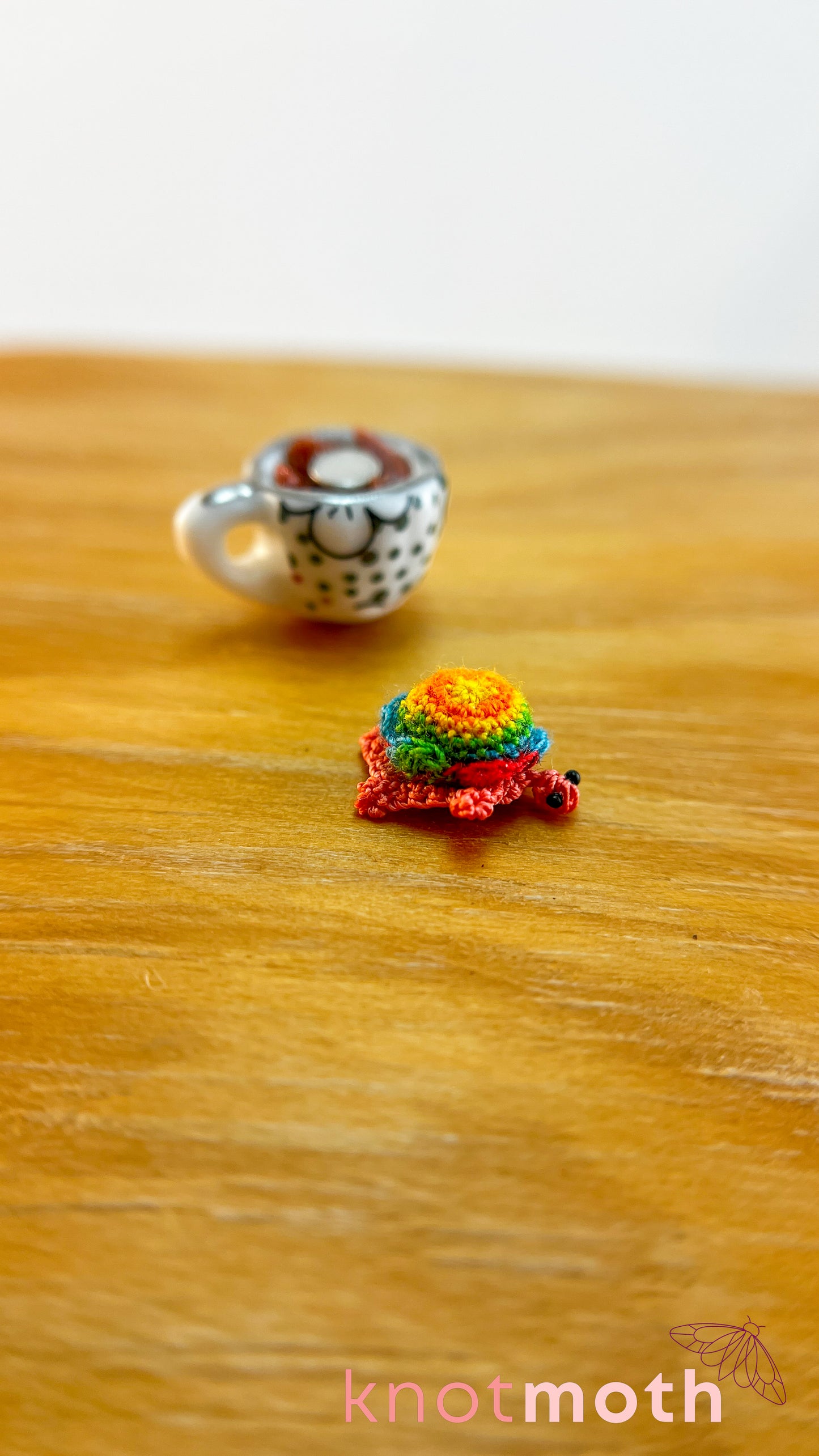 Tabitha Tortoise Micro Crochet Teacup (Magnetic, Removable)