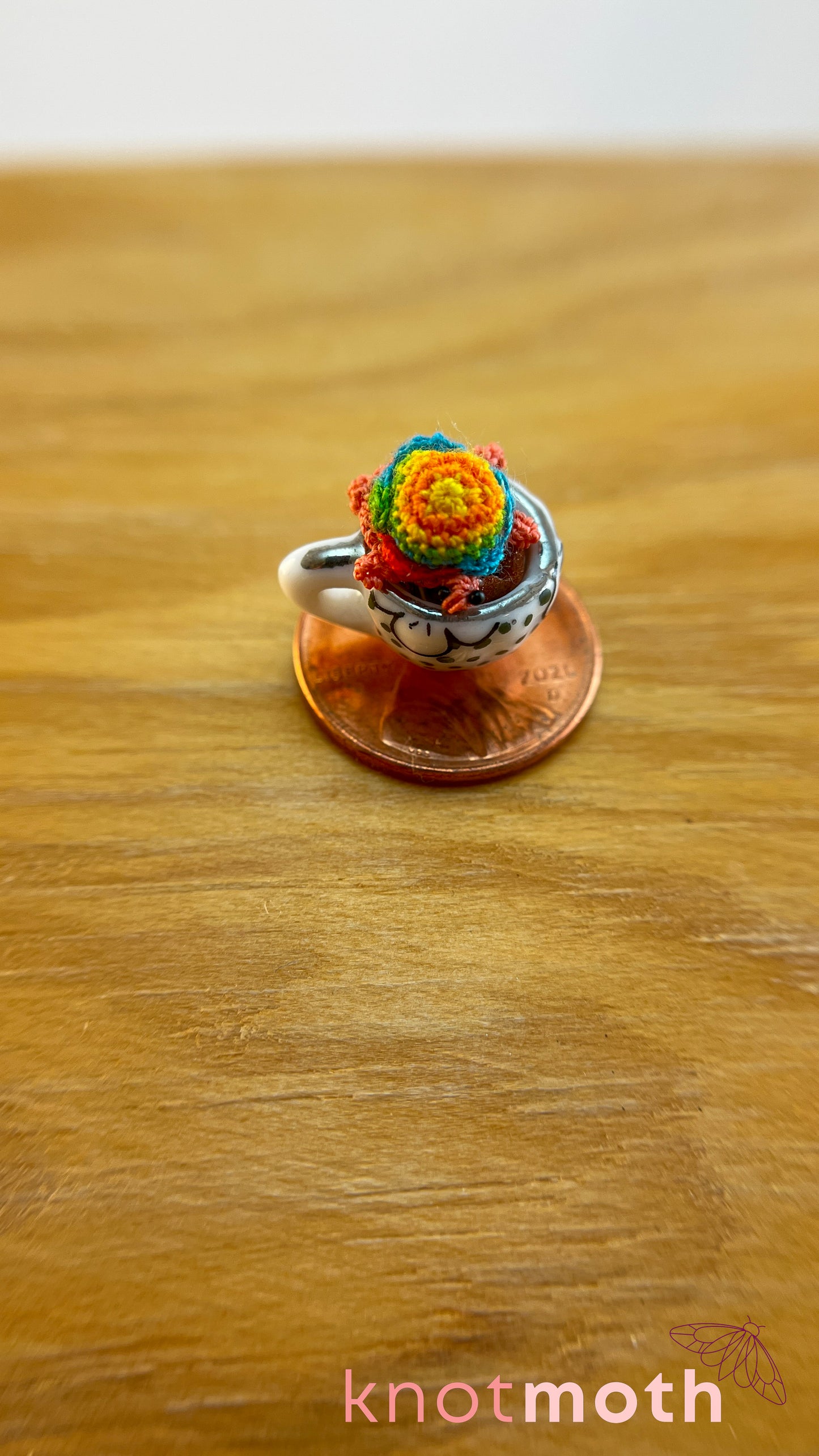 Tabitha Tortoise Micro Crochet Teacup (Magnetic, Removable)