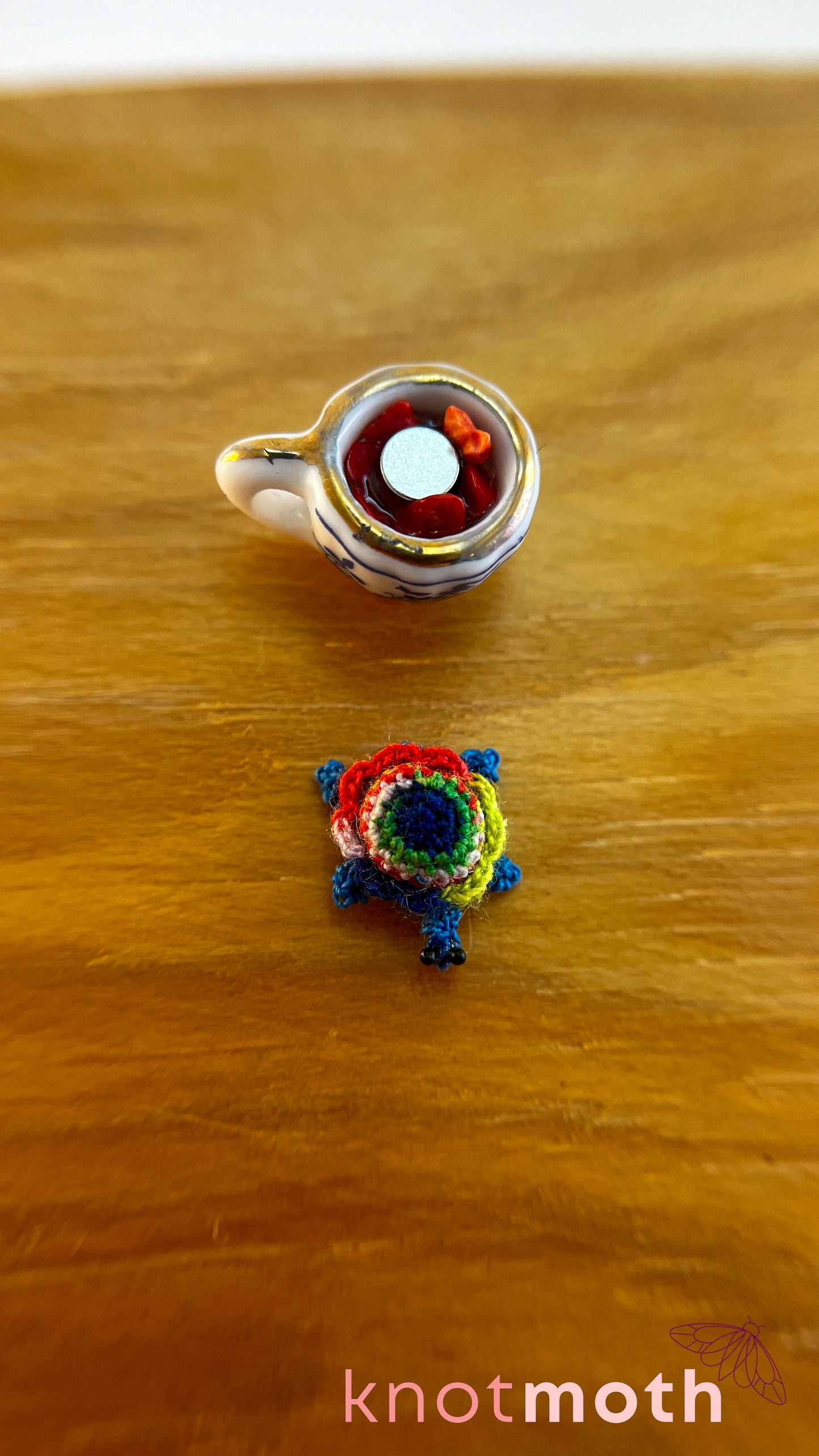 Norton Tortoise Micro Crochet Teacup (Magnetic, Removable)
