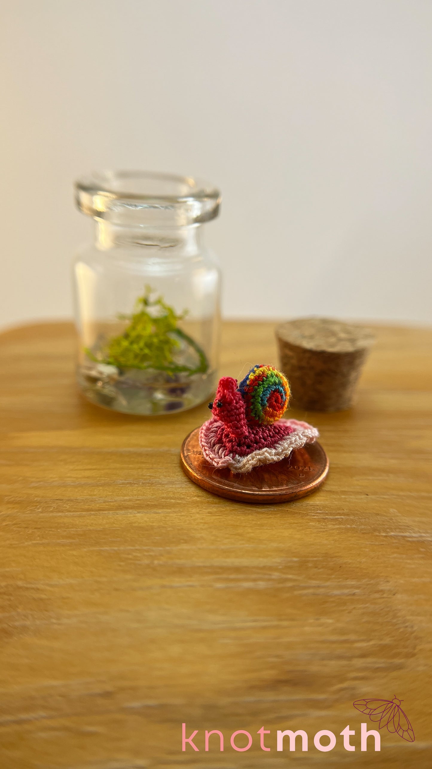 Esther Snail Micro Crochet Medium Terrarium Jar (Magnetic, Removable)