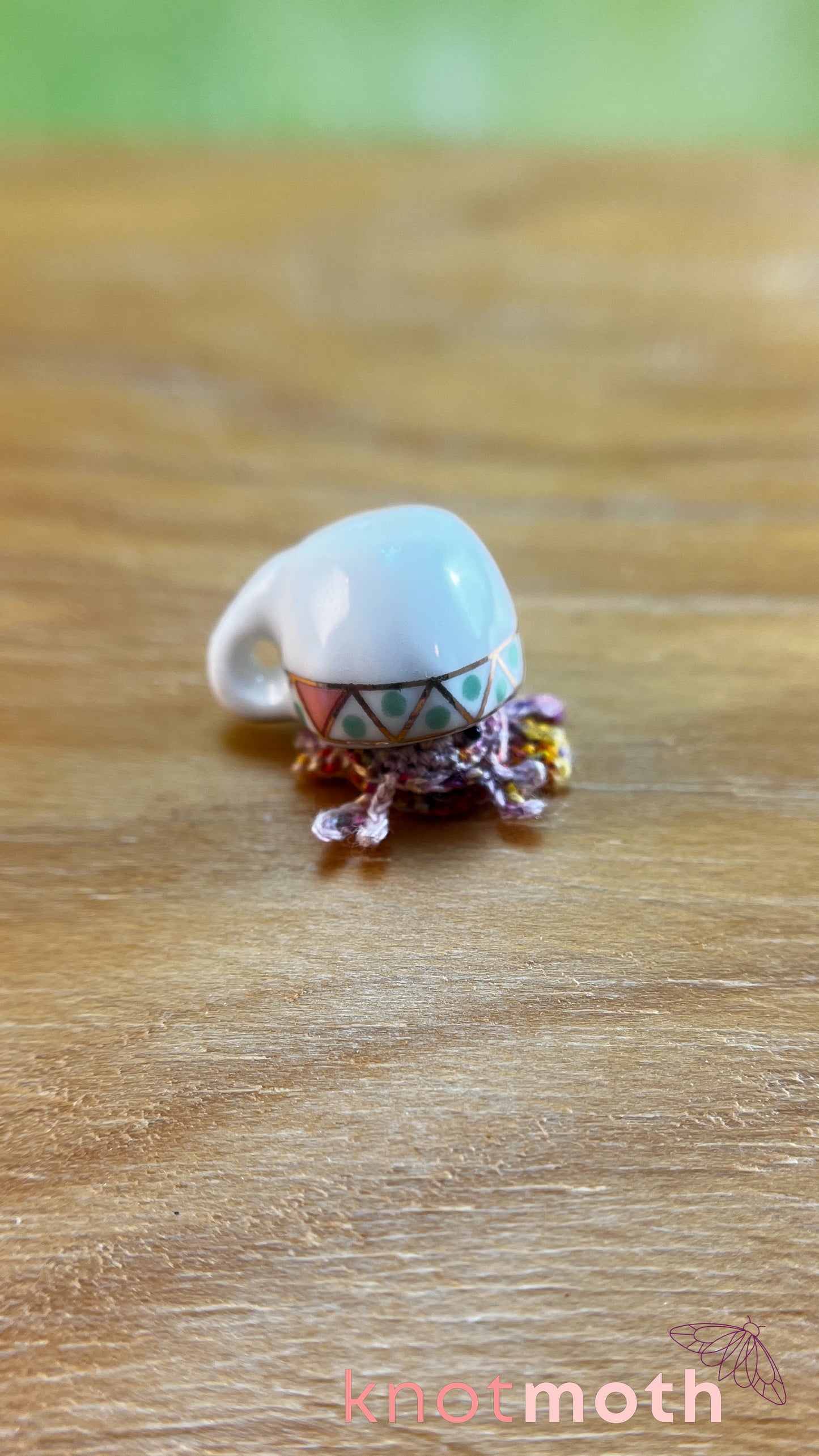 Charlie Hermit Crab Micro Crochet Magnetic Teacup Trinket