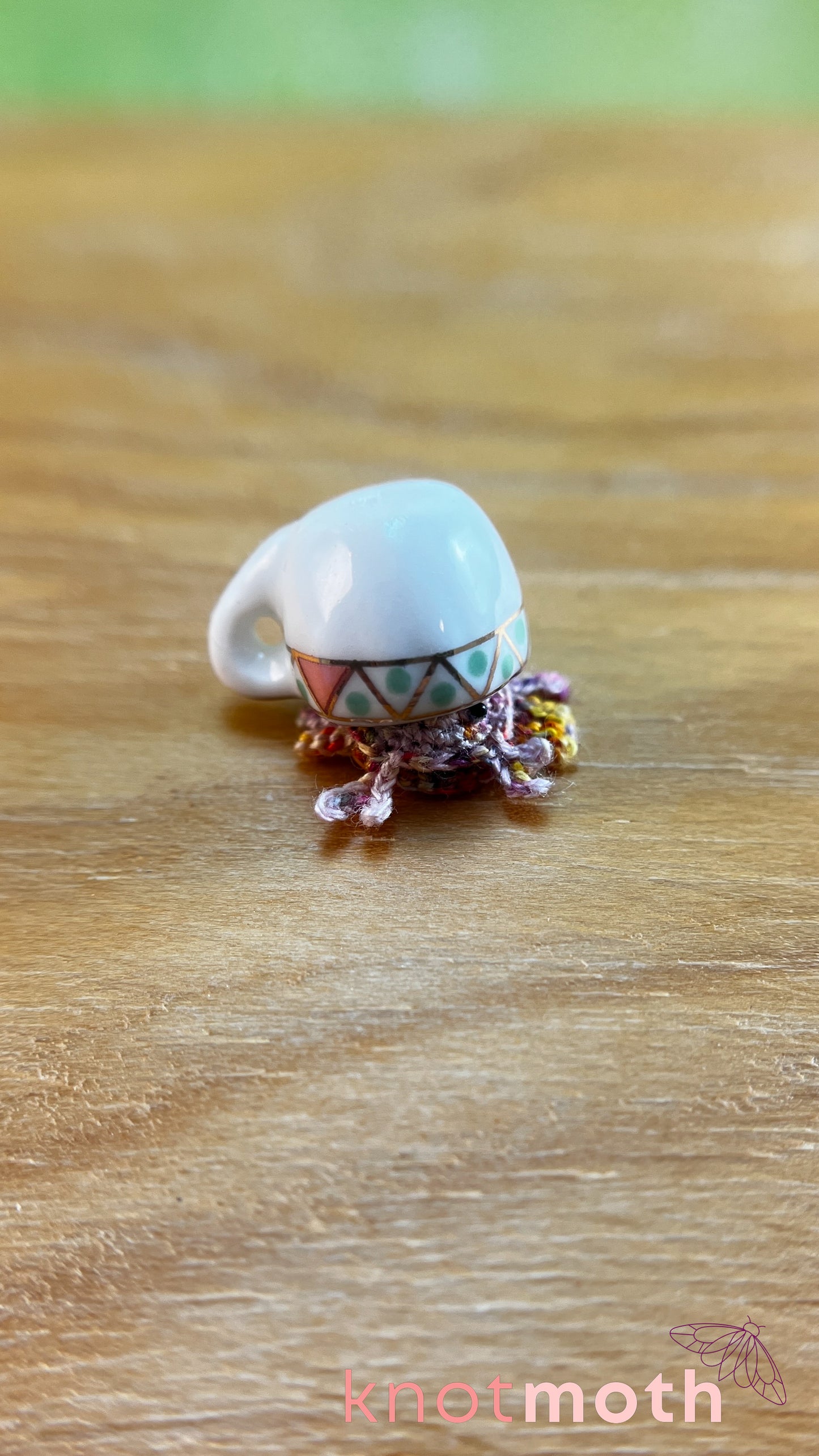 Charlie Hermit Crab Micro Crochet Magnetic Teacup Trinket