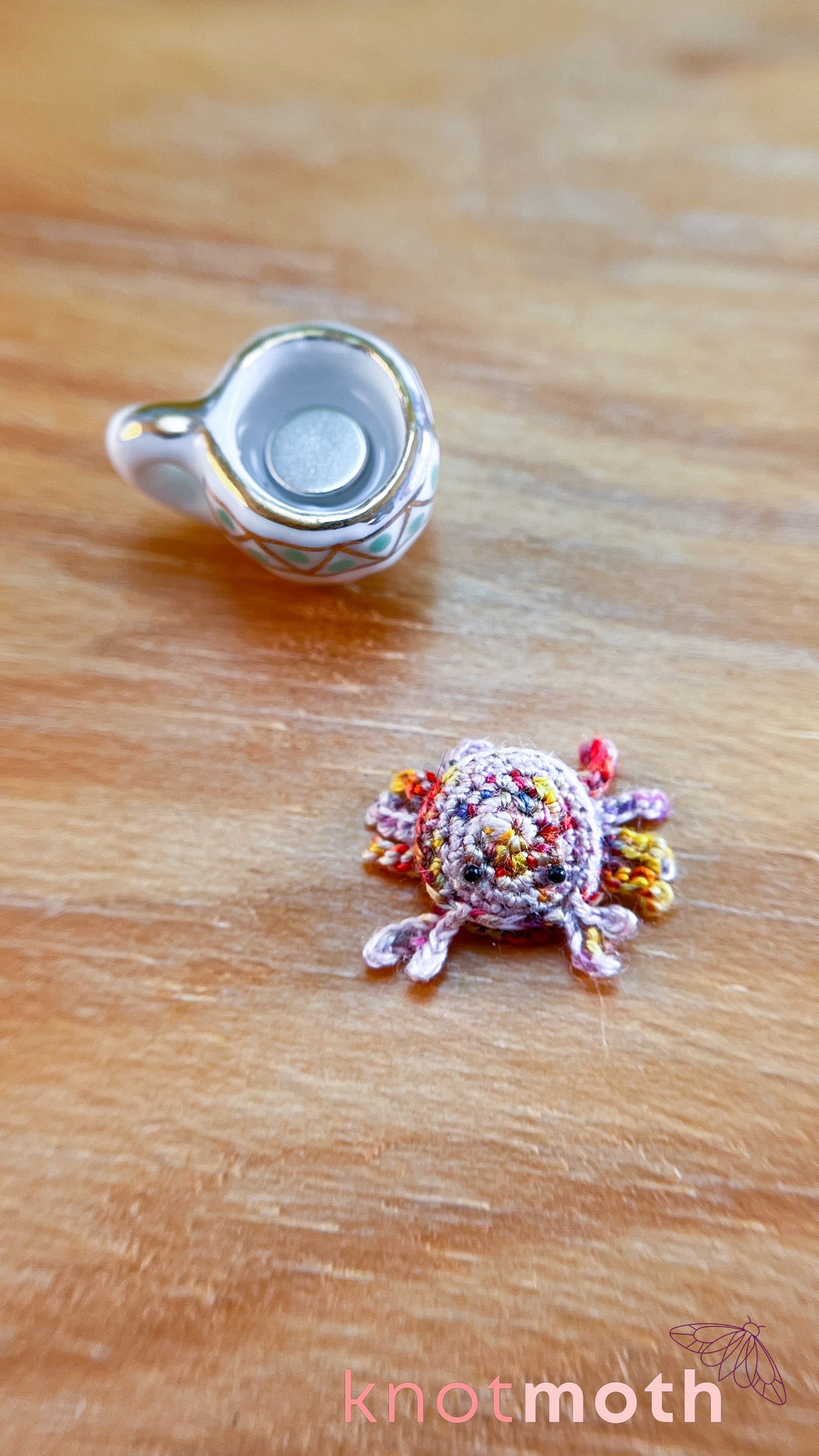 Charlie Hermit Crab Micro Crochet Magnetic Teacup Trinket