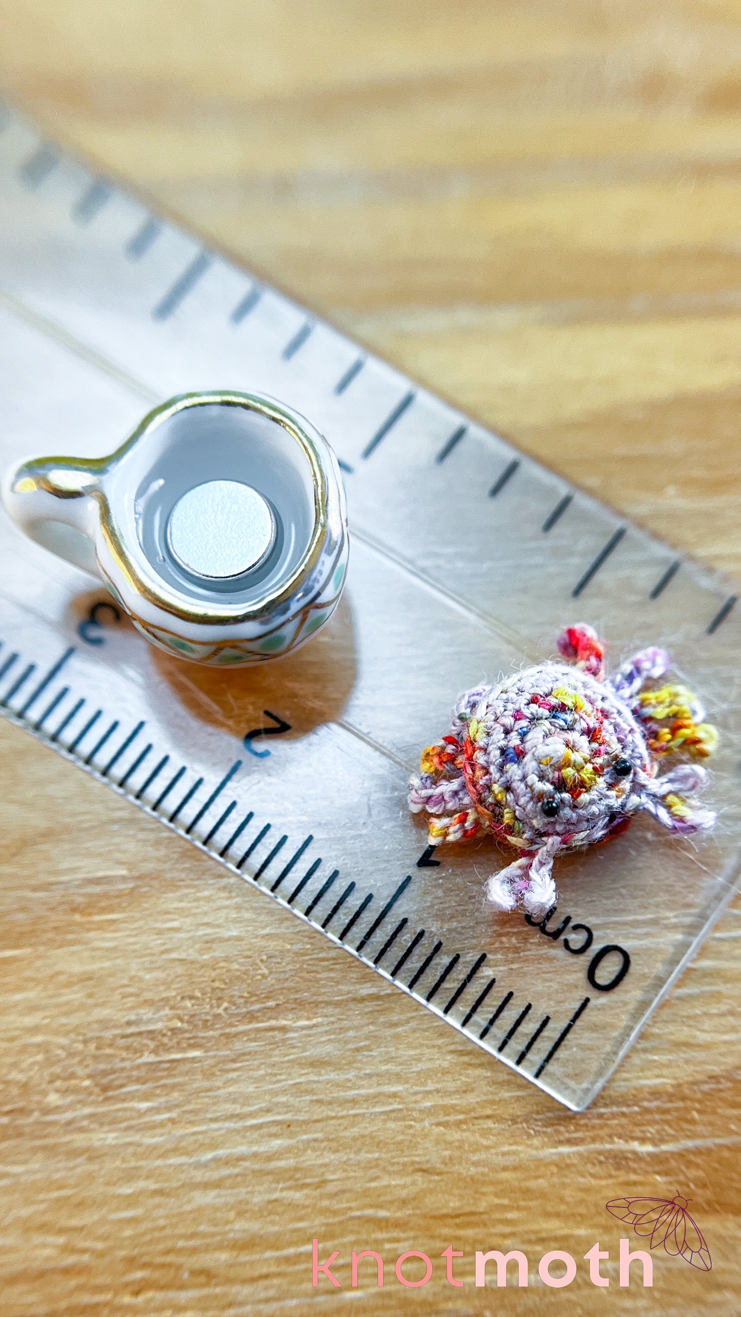 Charlie Hermit Crab Micro Crochet Magnetic Teacup Trinket