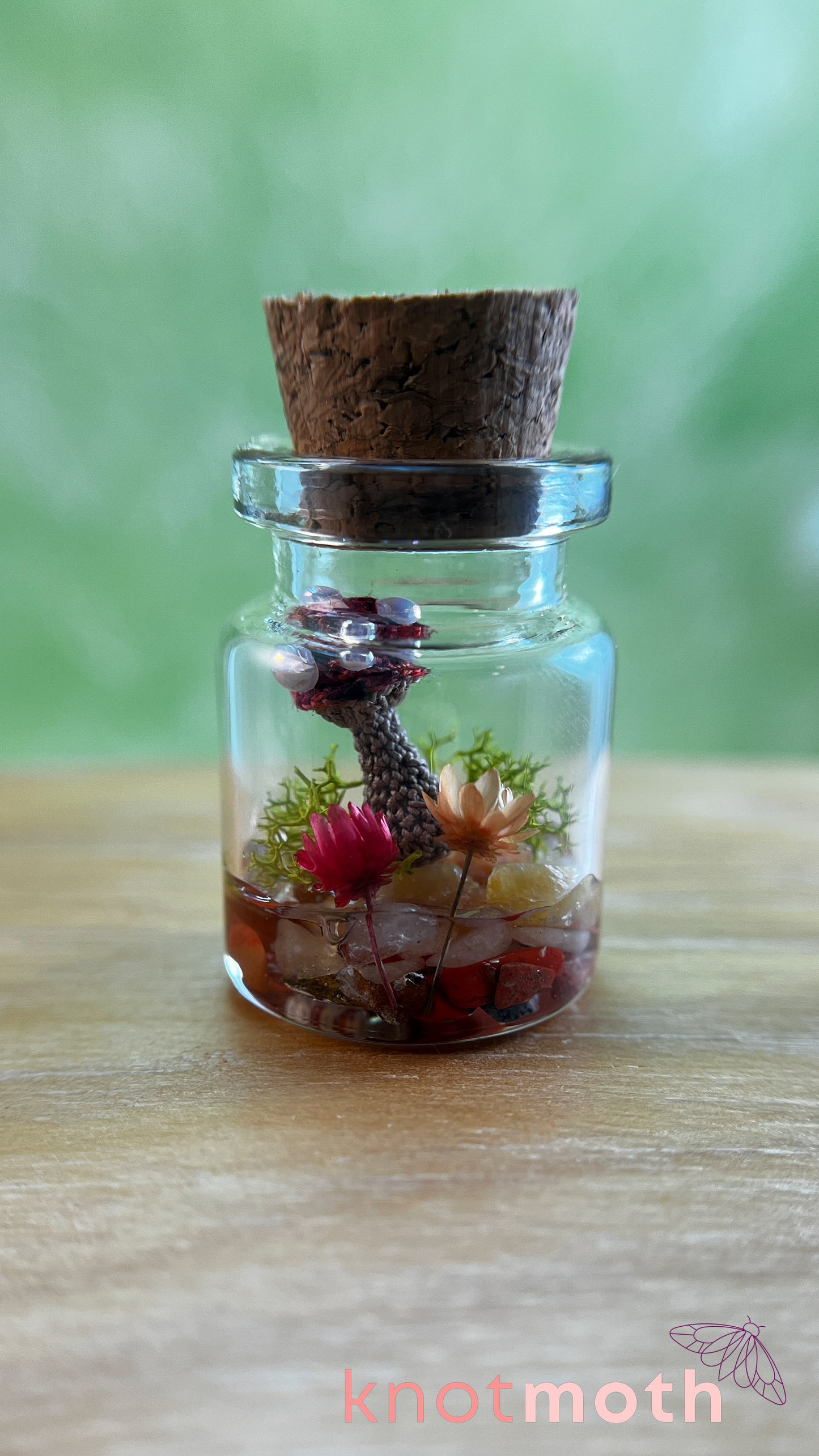 Madison Mushroom Micro Crochet Terrarium Jar (removable, magnetic)