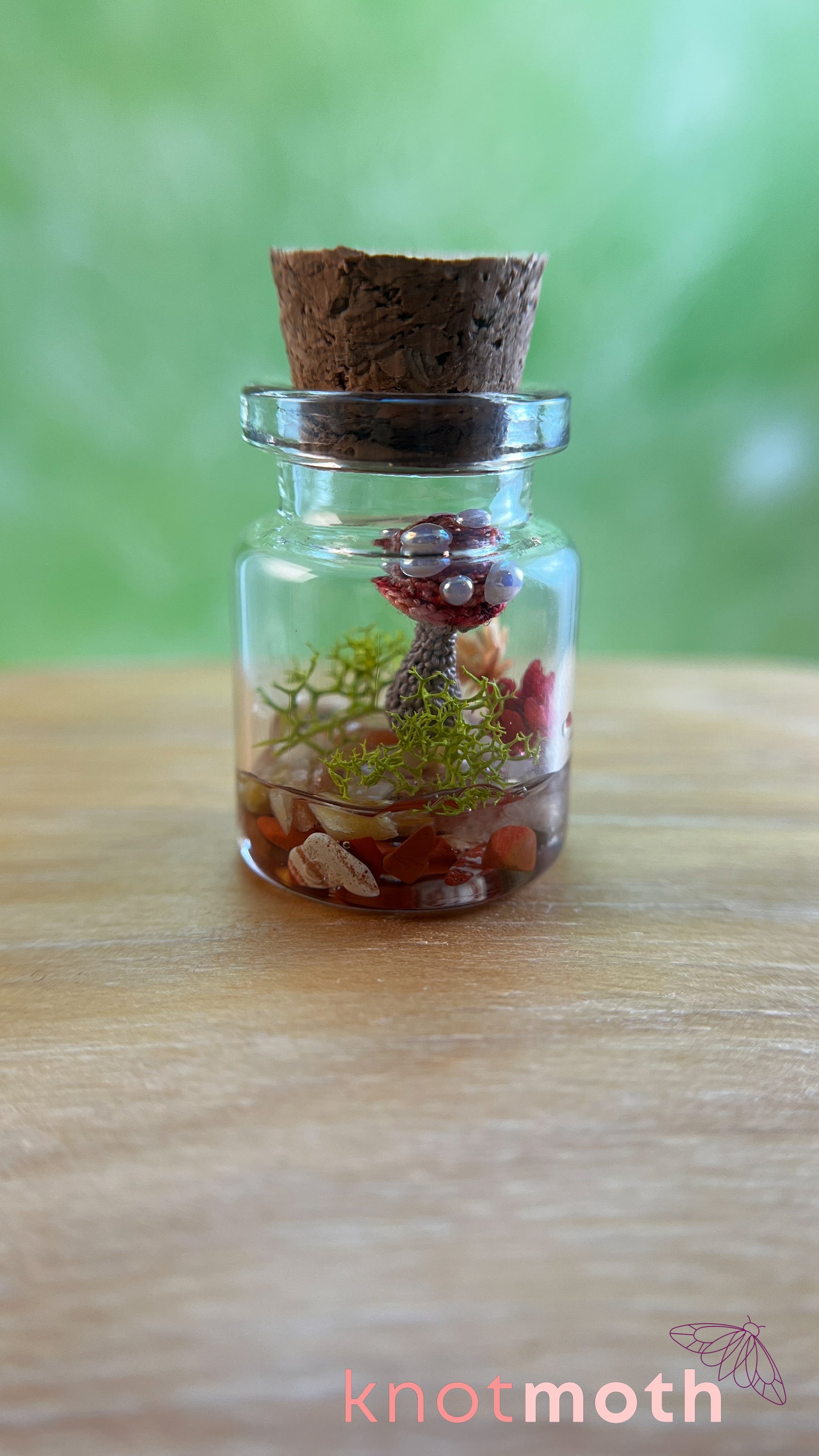Madison Mushroom Micro Crochet Terrarium Jar (removable, magnetic)