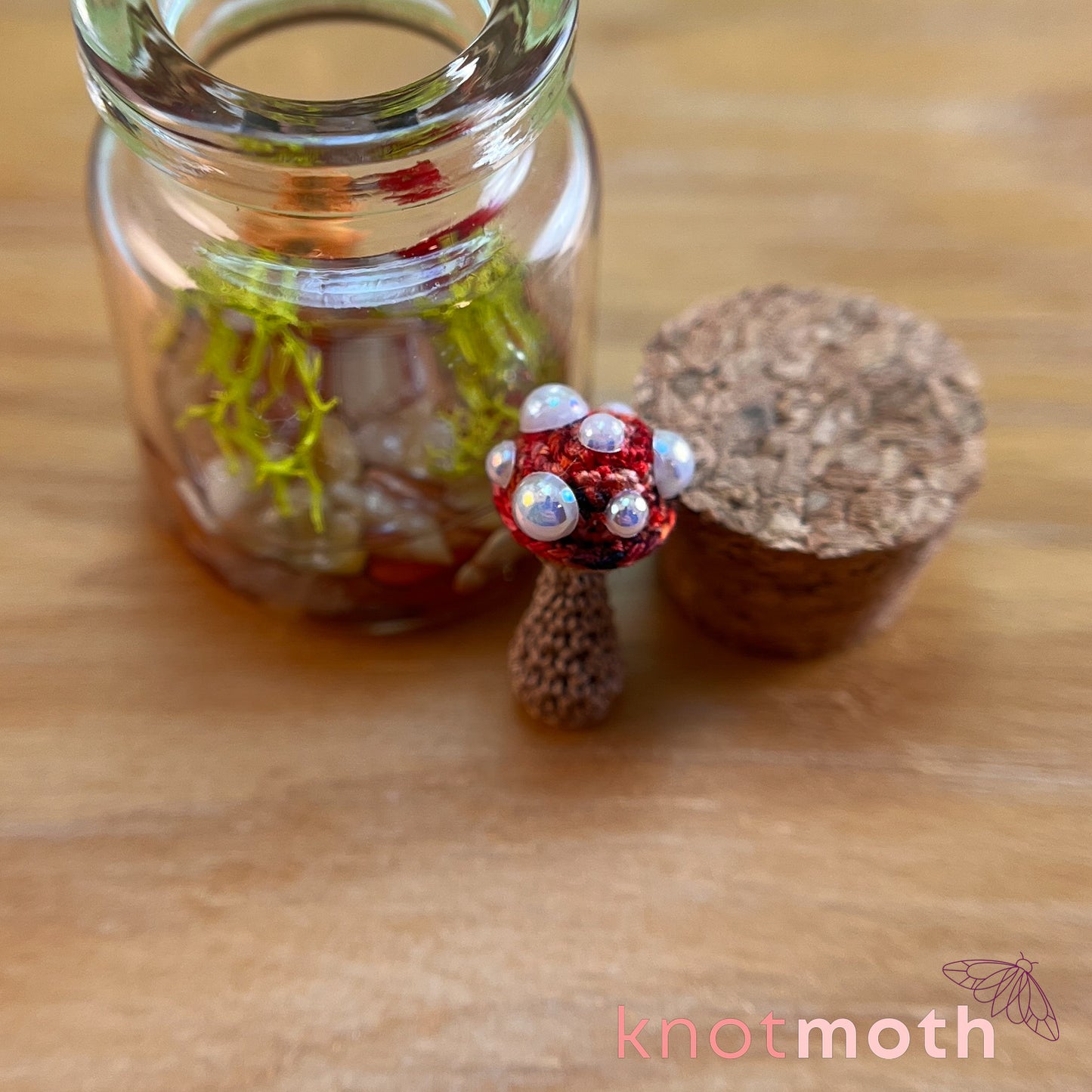 Madison Mushroom Micro Crochet Terrarium Jar (removable, magnetic)
