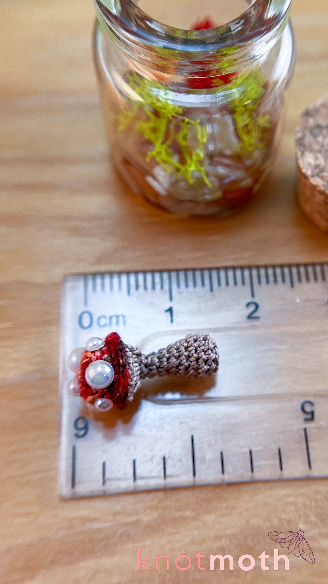 Madison Mushroom Micro Crochet Terrarium Jar (removable, magnetic)
