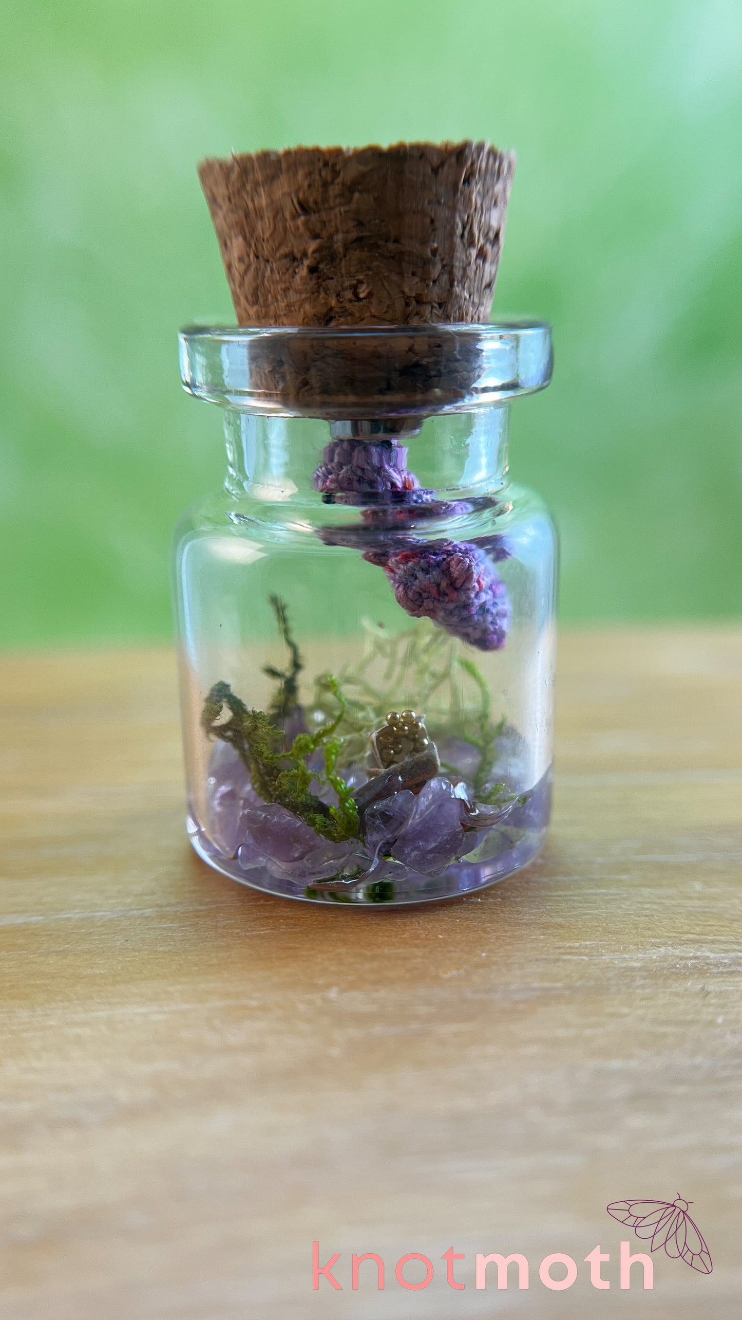 Daphne Dragon with Treasure Chest Micro Crochet Terrarium Jar (removable, magnetic)