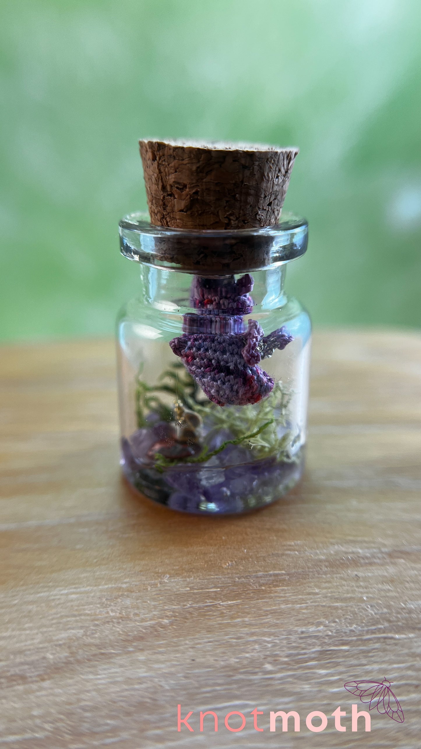 Daphne Dragon with Treasure Chest Micro Crochet Terrarium Jar (removable, magnetic)