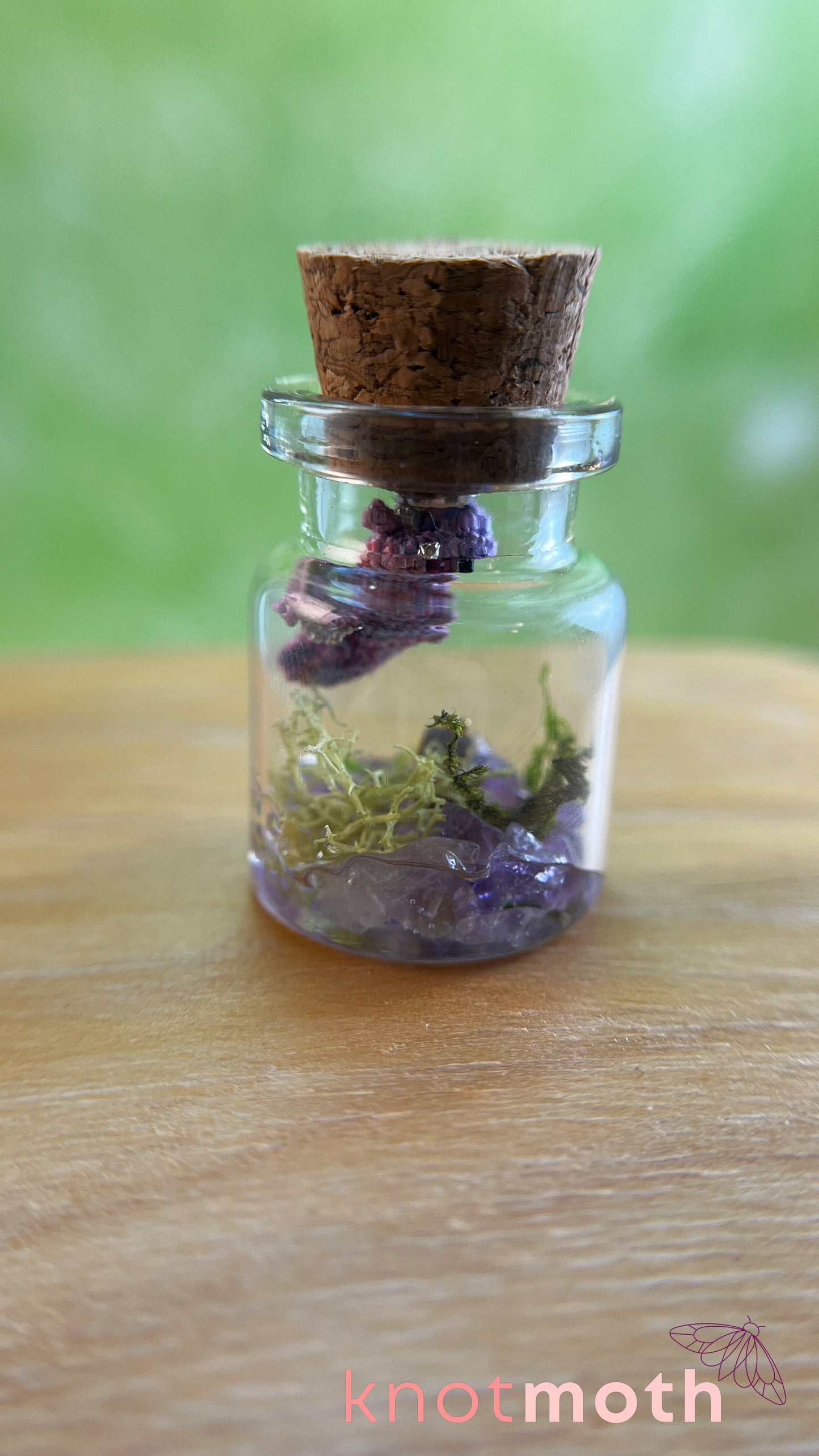Daphne Dragon with Treasure Chest Micro Crochet Terrarium Jar (removable, magnetic)
