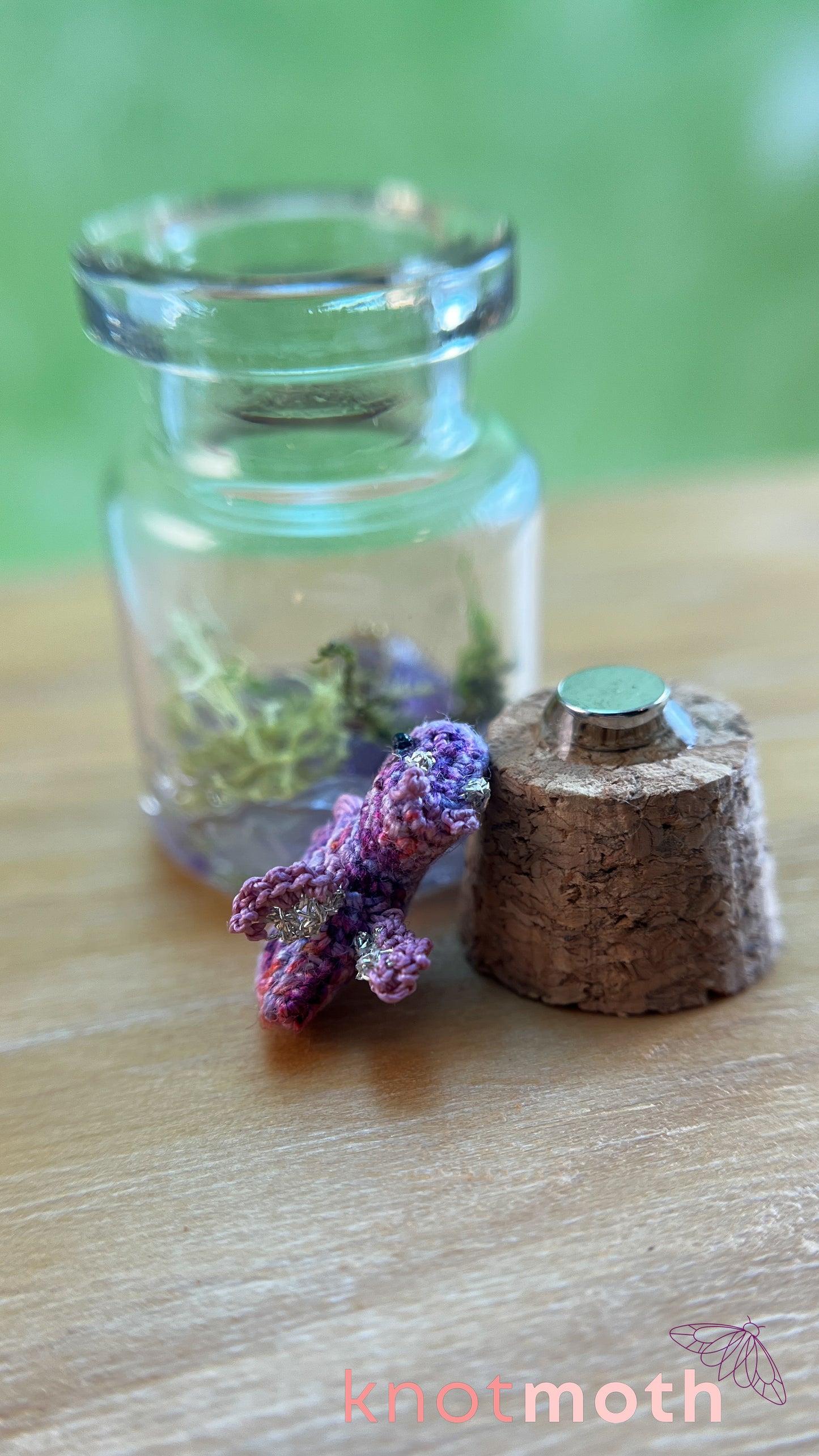 Daphne Dragon with Treasure Chest Micro Crochet Terrarium Jar (removable, magnetic)