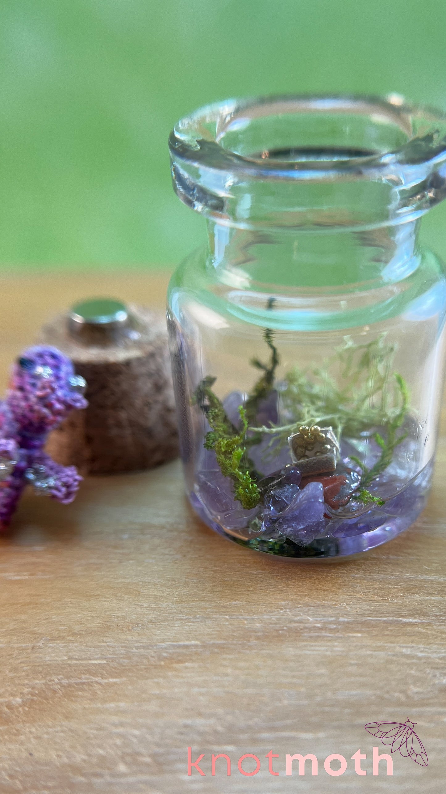 Daphne Dragon with Treasure Chest Micro Crochet Terrarium Jar (removable, magnetic)