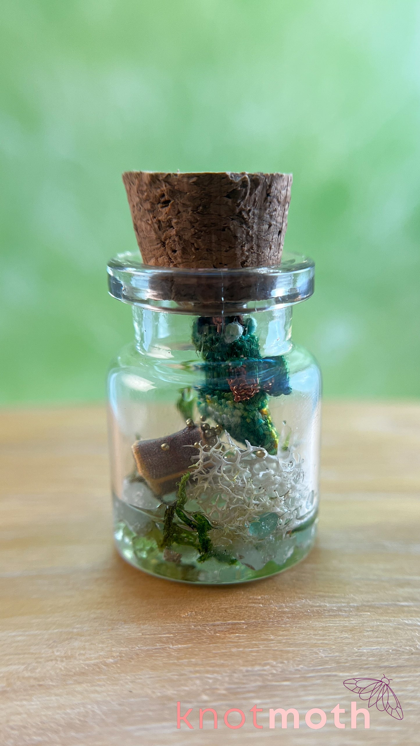 Devon Dragon with Treasure Chest Micro Crochet Terrarium Jar (removable, magnetic)