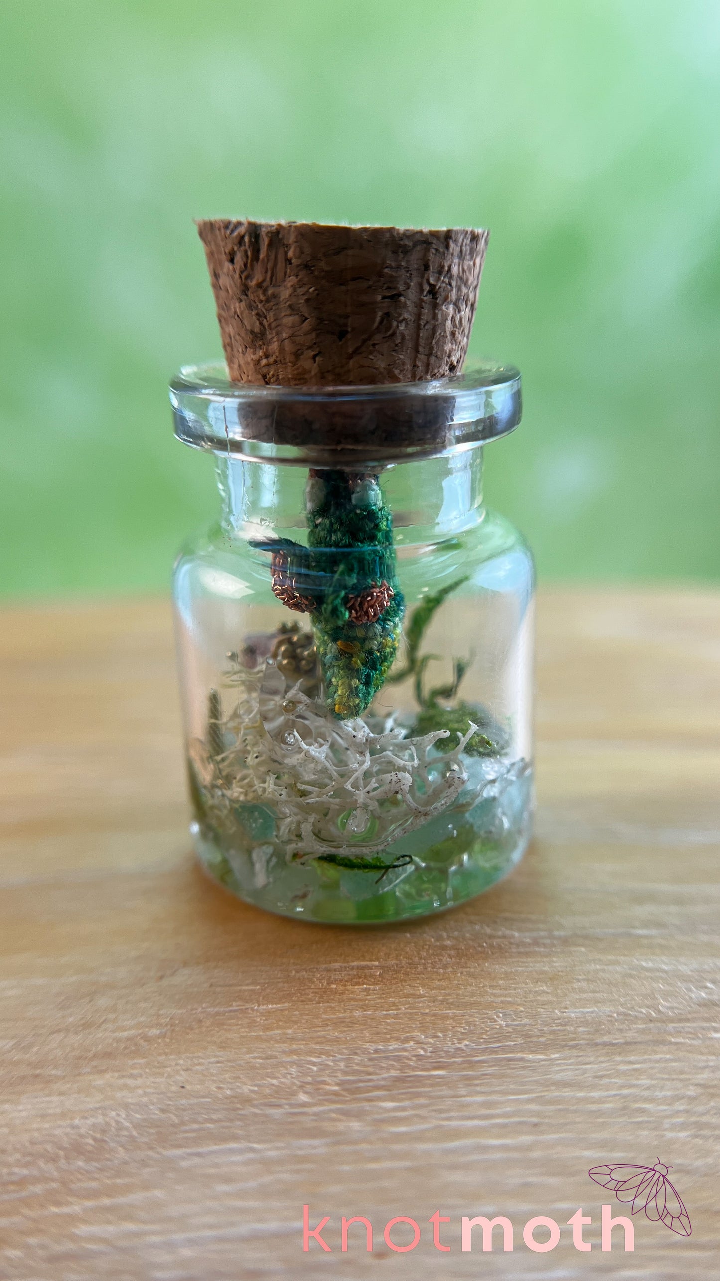 Devon Dragon with Treasure Chest Micro Crochet Terrarium Jar (removable, magnetic)