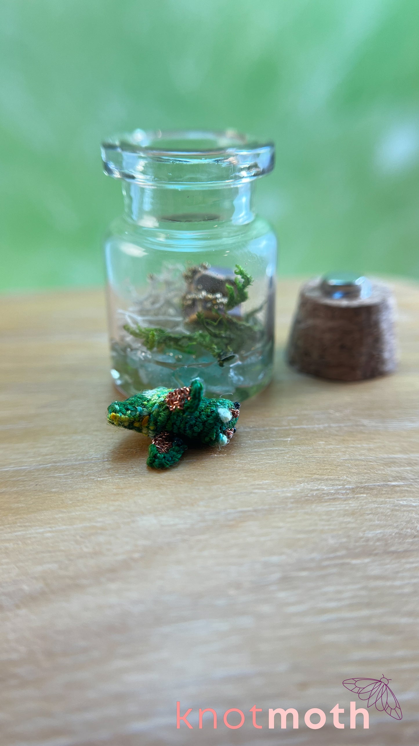 Devon Dragon with Treasure Chest Micro Crochet Terrarium Jar (removable, magnetic)